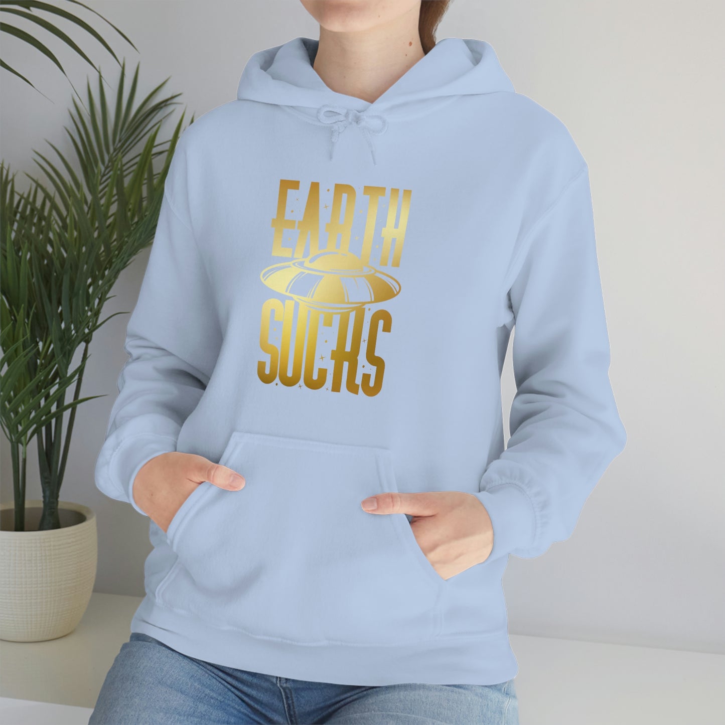 Earth Sucks Gold Font Unisex Heavy Blend™ Hooded Sweatshirt