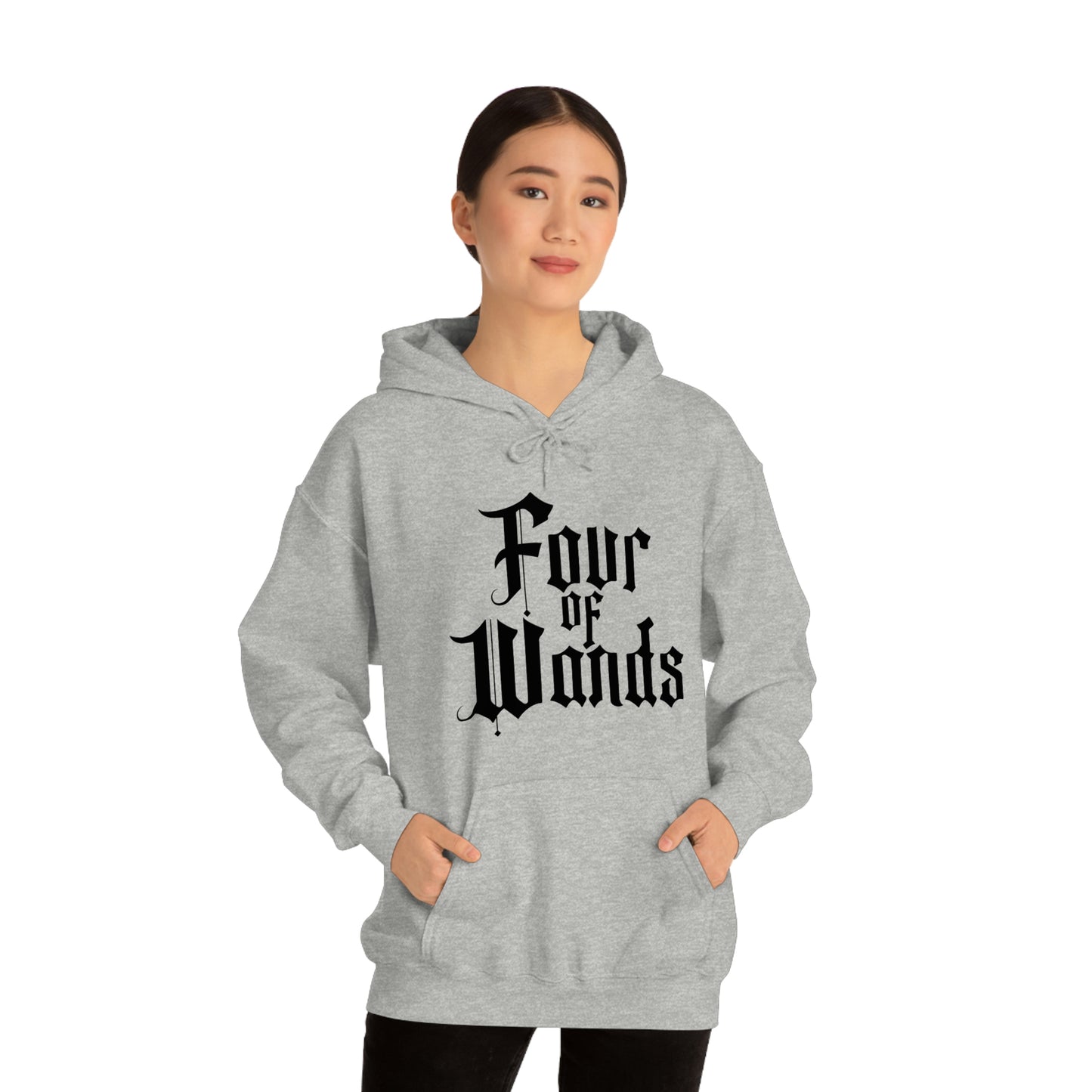 Four of Wands Black Logo Unisex Heavy Blend™ Hooded Sweatshirt