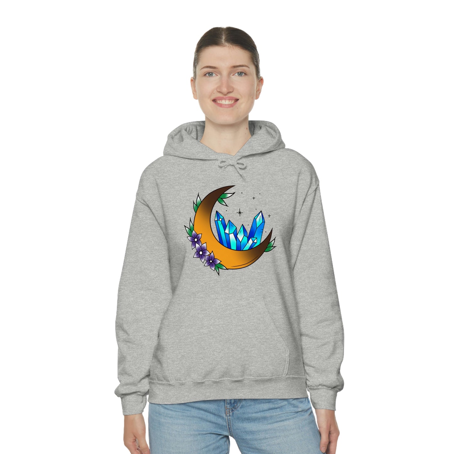 Blue Crystal Flower Unisex Heavy Blend™ Hooded Sweatshirt