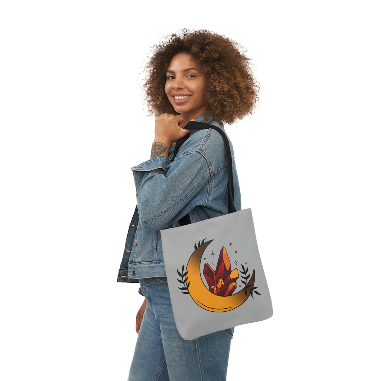 Moon and Orange Crystal AOP Polyester Canvas Tote Bag