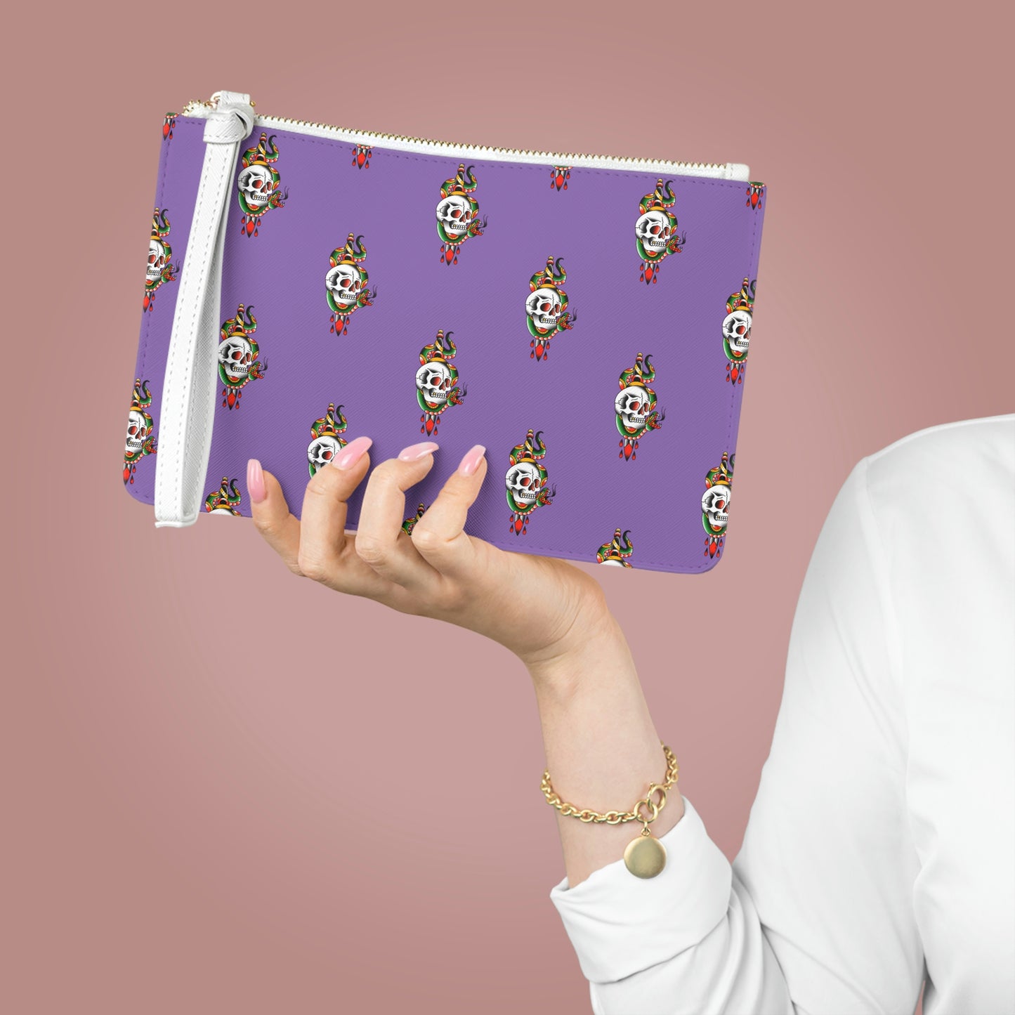 Snake and Dagger Purple Clutch Bag