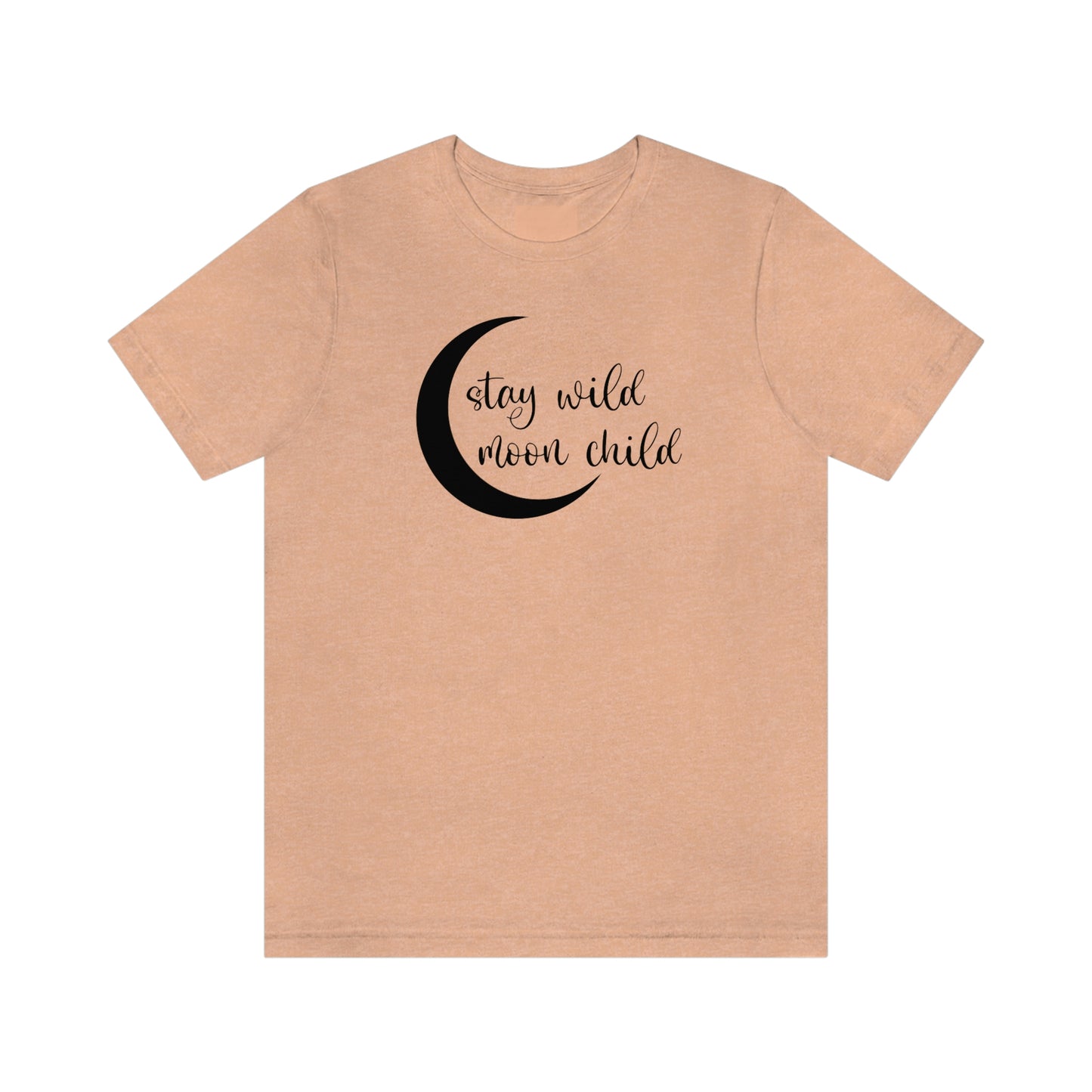 Stay Wild Moon Child Black Font Unisex Jersey Short Sleeve Tee