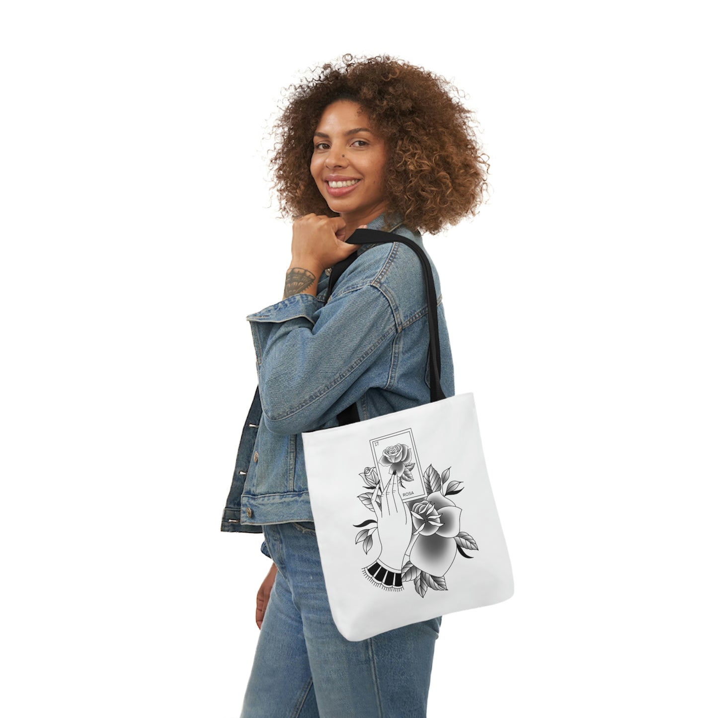 Rosa Card AOP Polyester Canvas Tote Bag