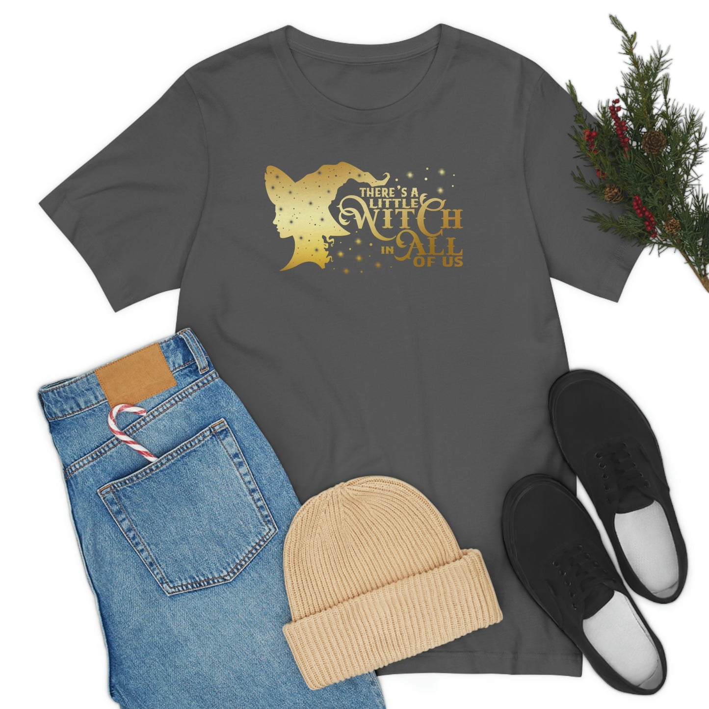 Witch In All of Us Gold Font Unisex Jersey Short Sleeve Tee