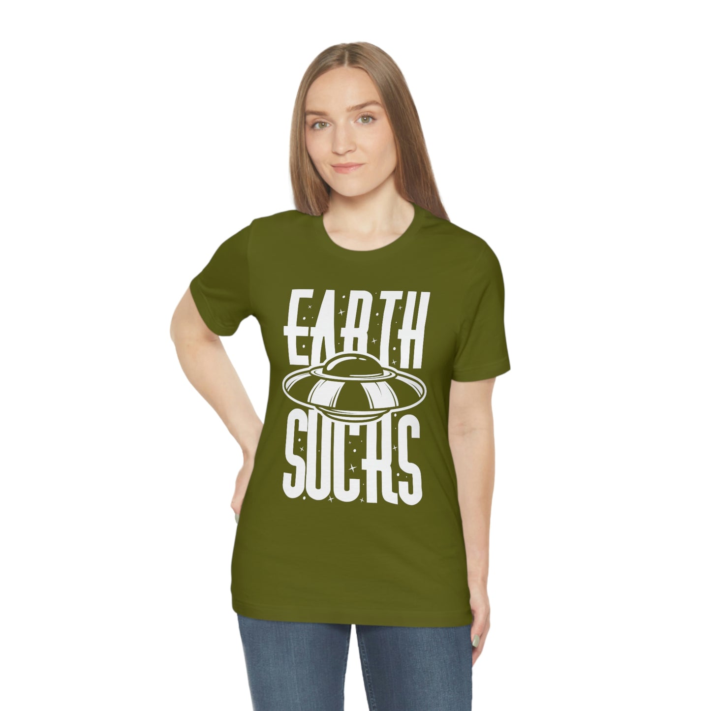 Earth Sucks White Font Unisex Jersey Short Sleeve Tee