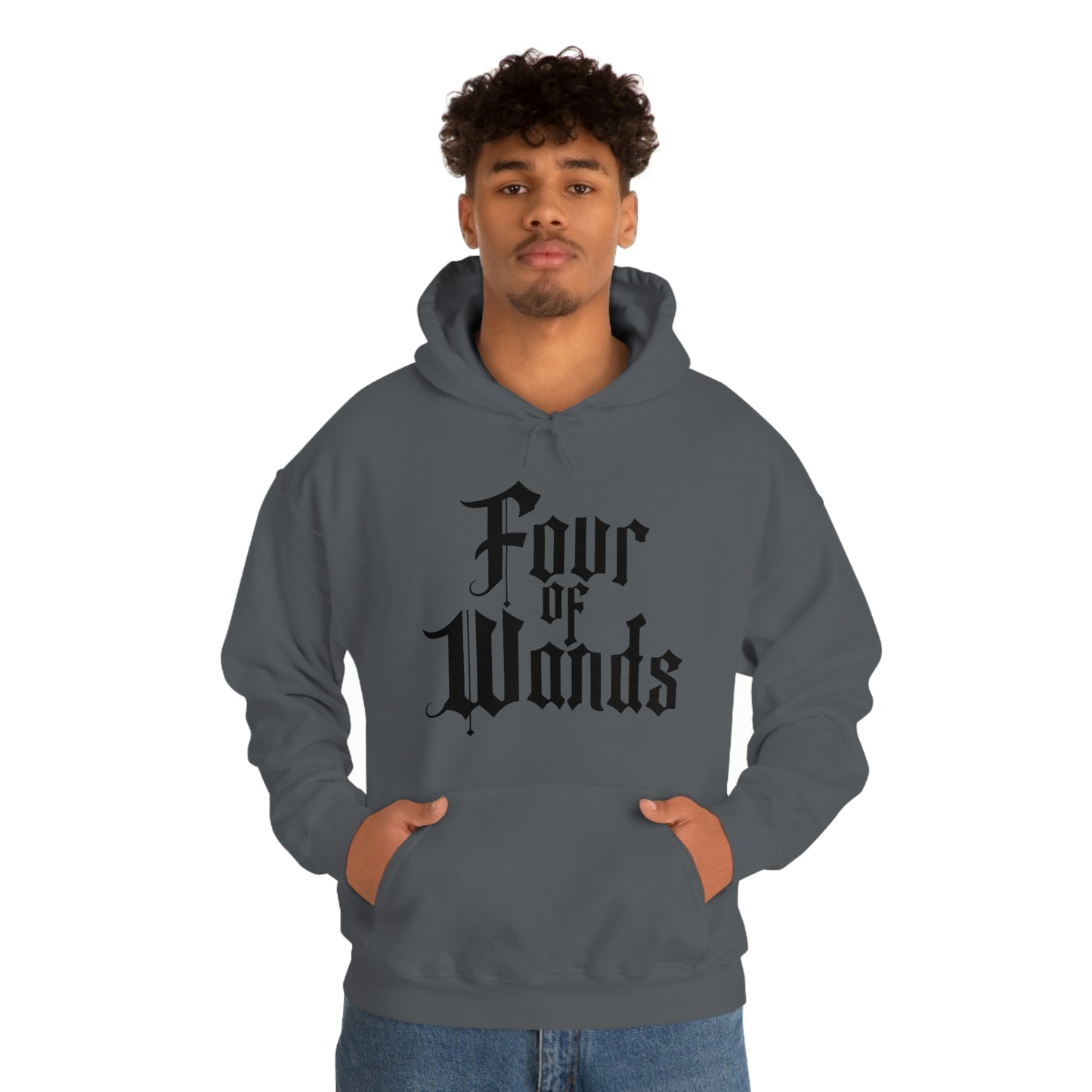 Four of Wands Black Logo Unisex Heavy Blend™ Hooded Sweatshirt