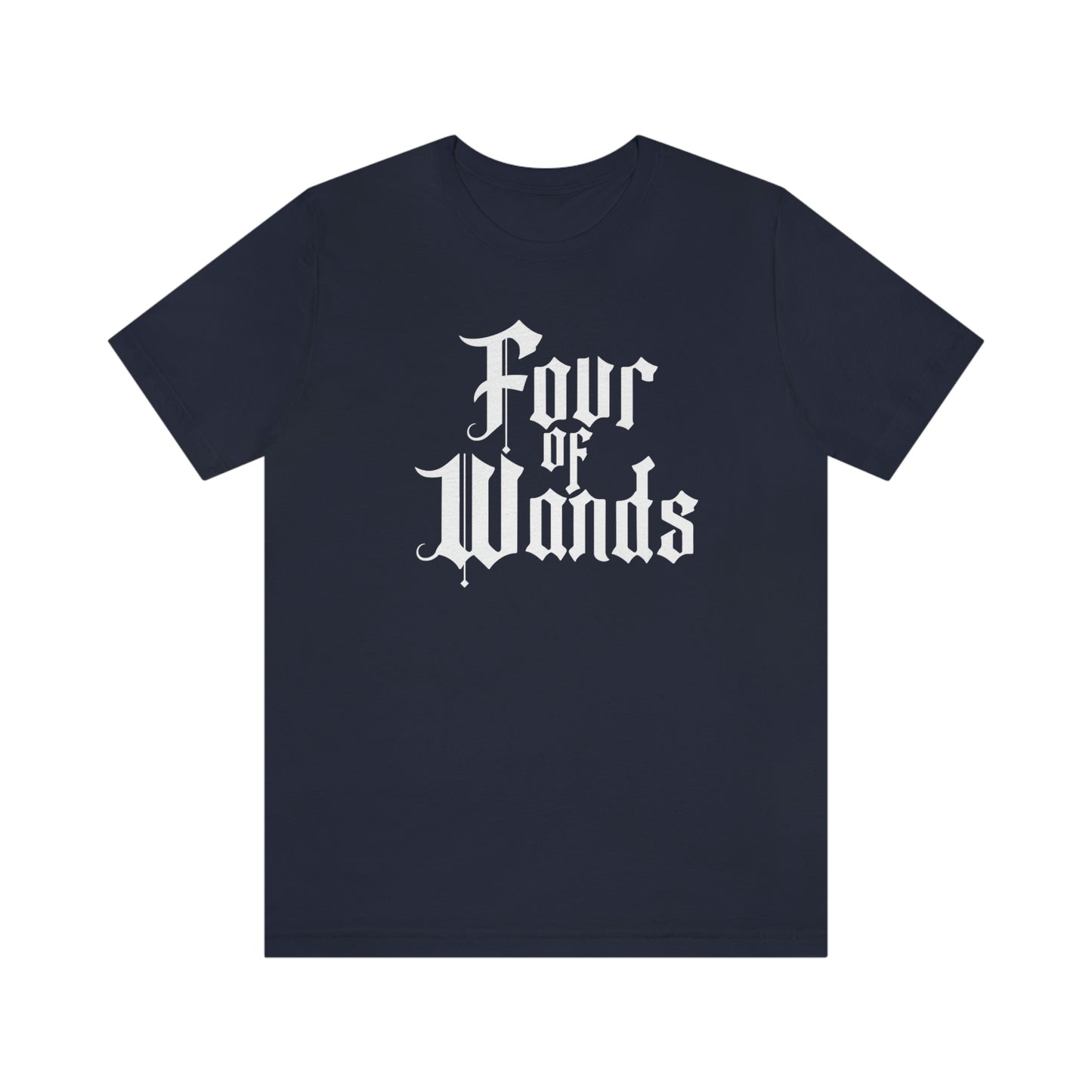 Four of Wands White Logo Unisex Jersey Short Sleeve Tee