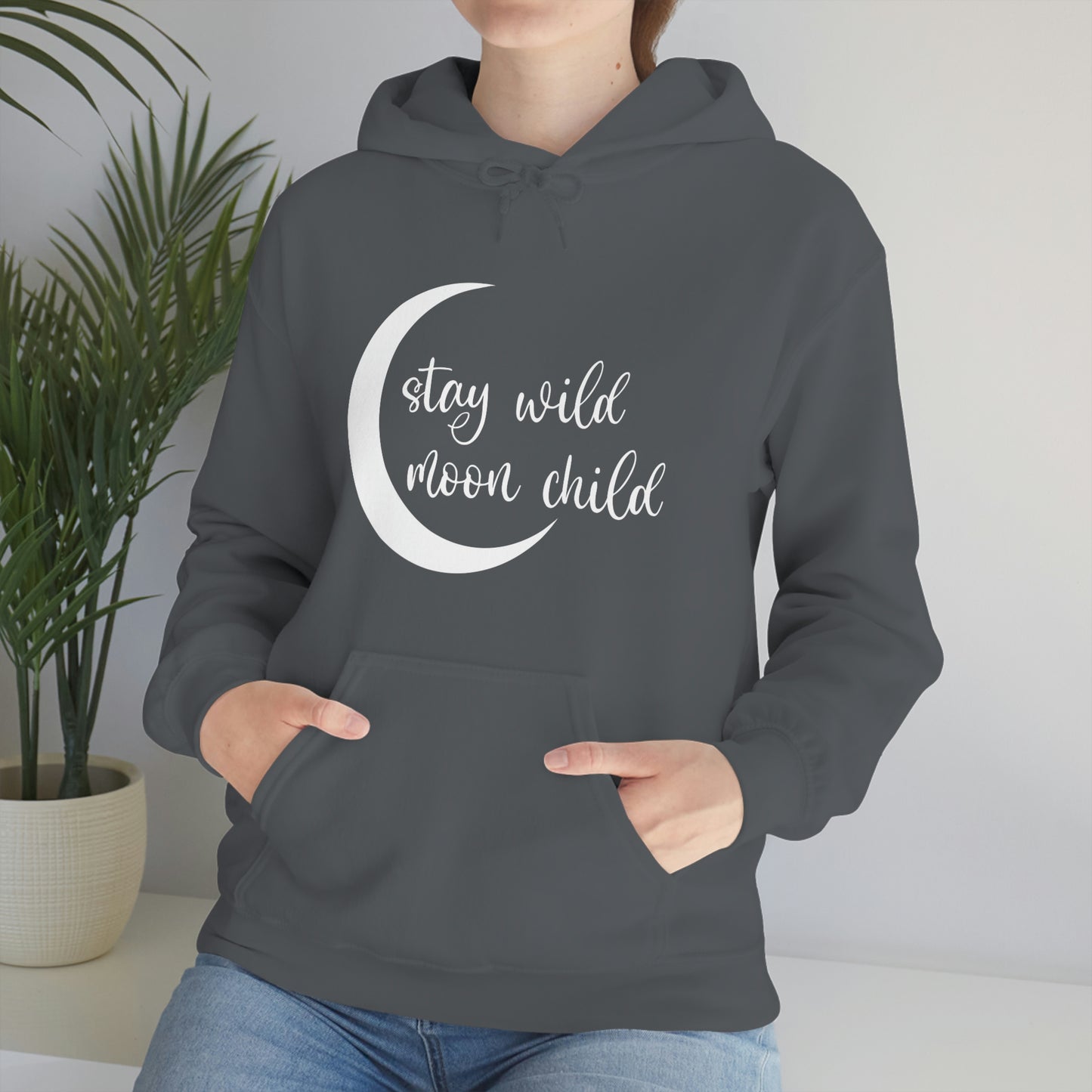 Stay Wild Moon Child White Font Unisex Heavy Blend™ Hooded Sweatshirt