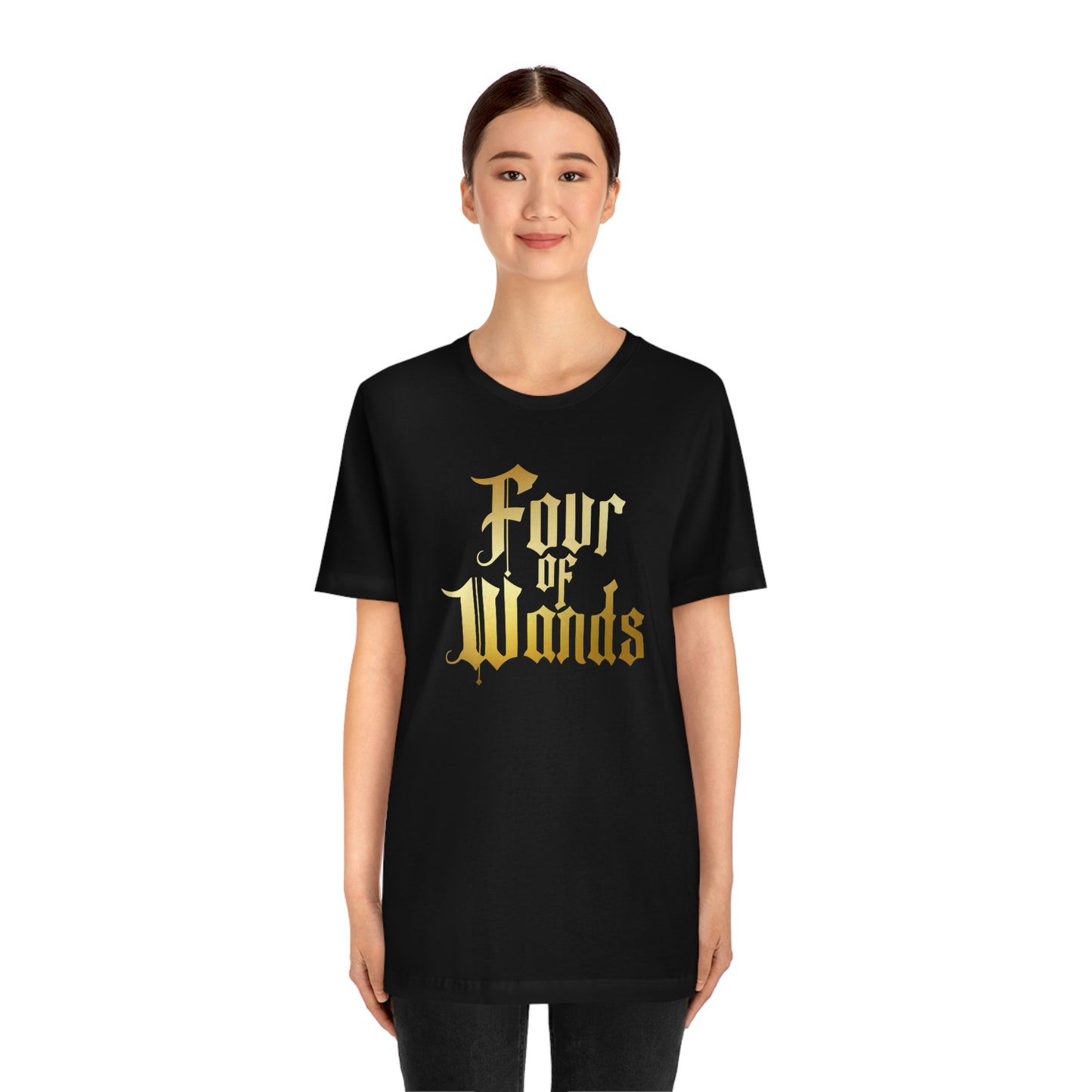 Four of Wands Gold Logo Unisex Jersey Short Sleeve Tee