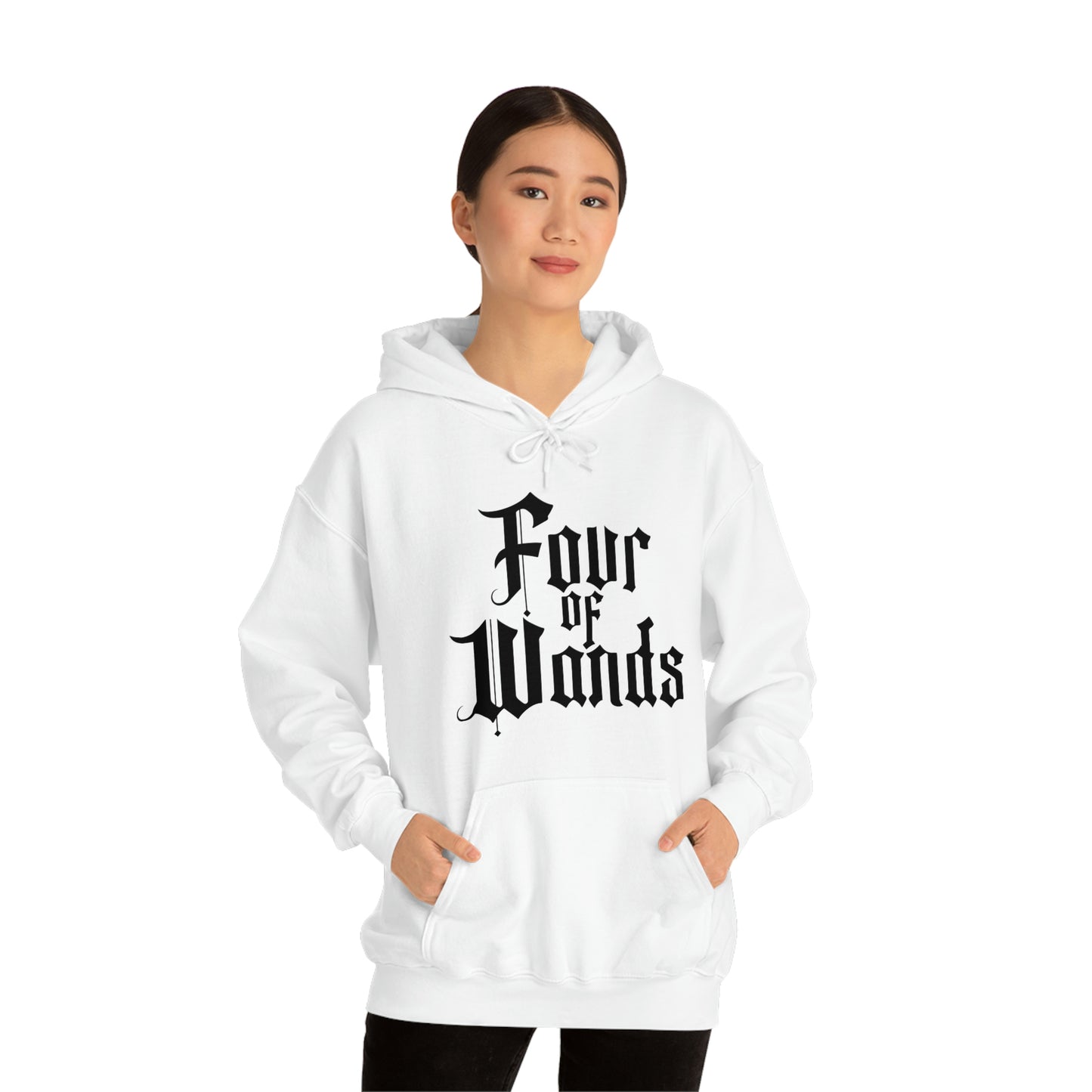 Four of Wands Black Logo Unisex Heavy Blend™ Hooded Sweatshirt