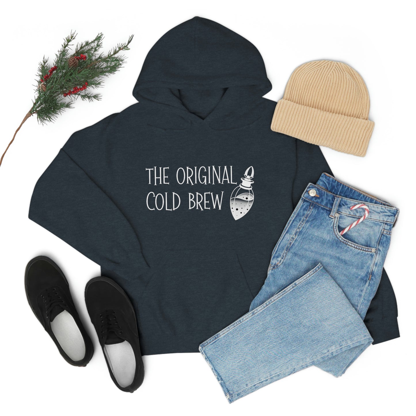 The Original Cold Brew White Font Unisex Heavy Blend™ Hooded Sweatshirt