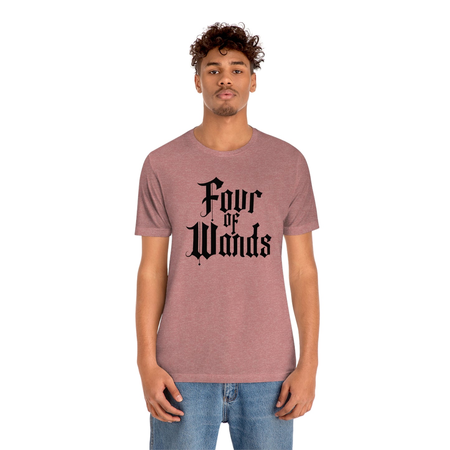 Four of Wands Black Logo Unisex Jersey Short Sleeve Tee