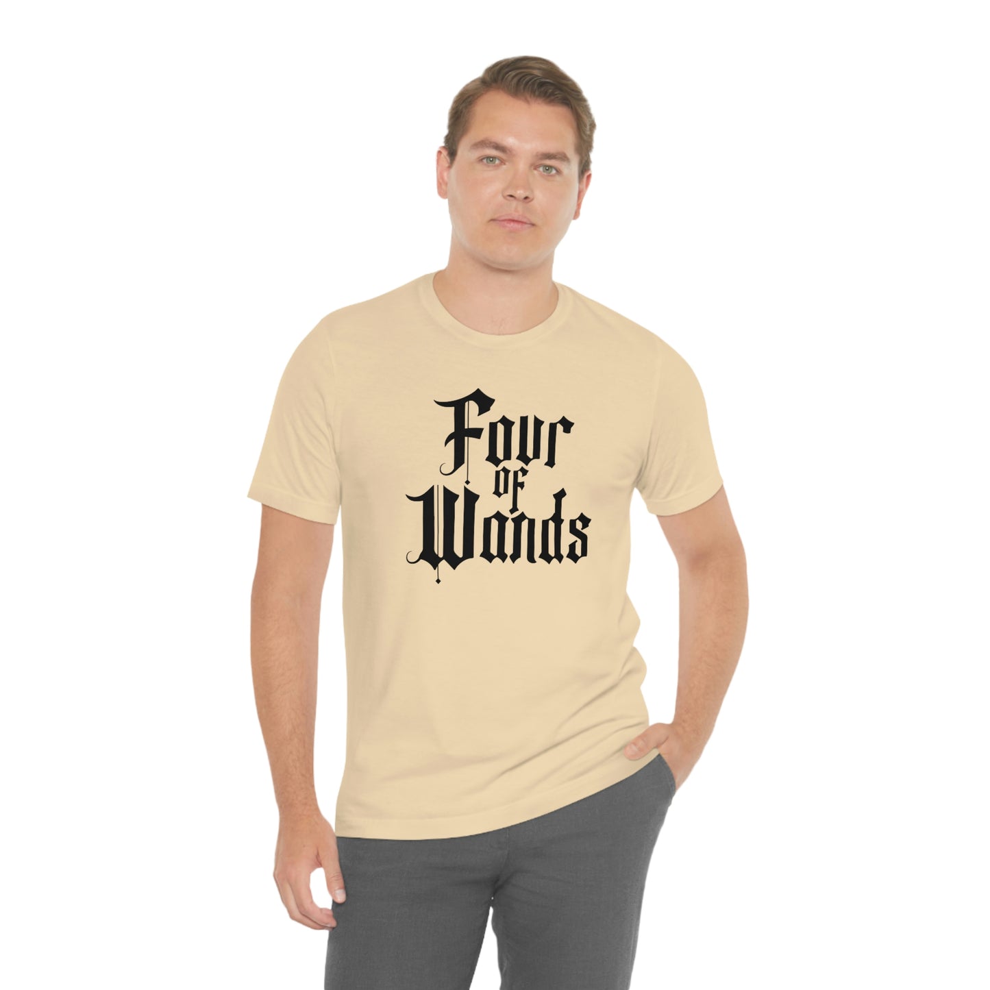 Four of Wands Black Logo Unisex Jersey Short Sleeve Tee