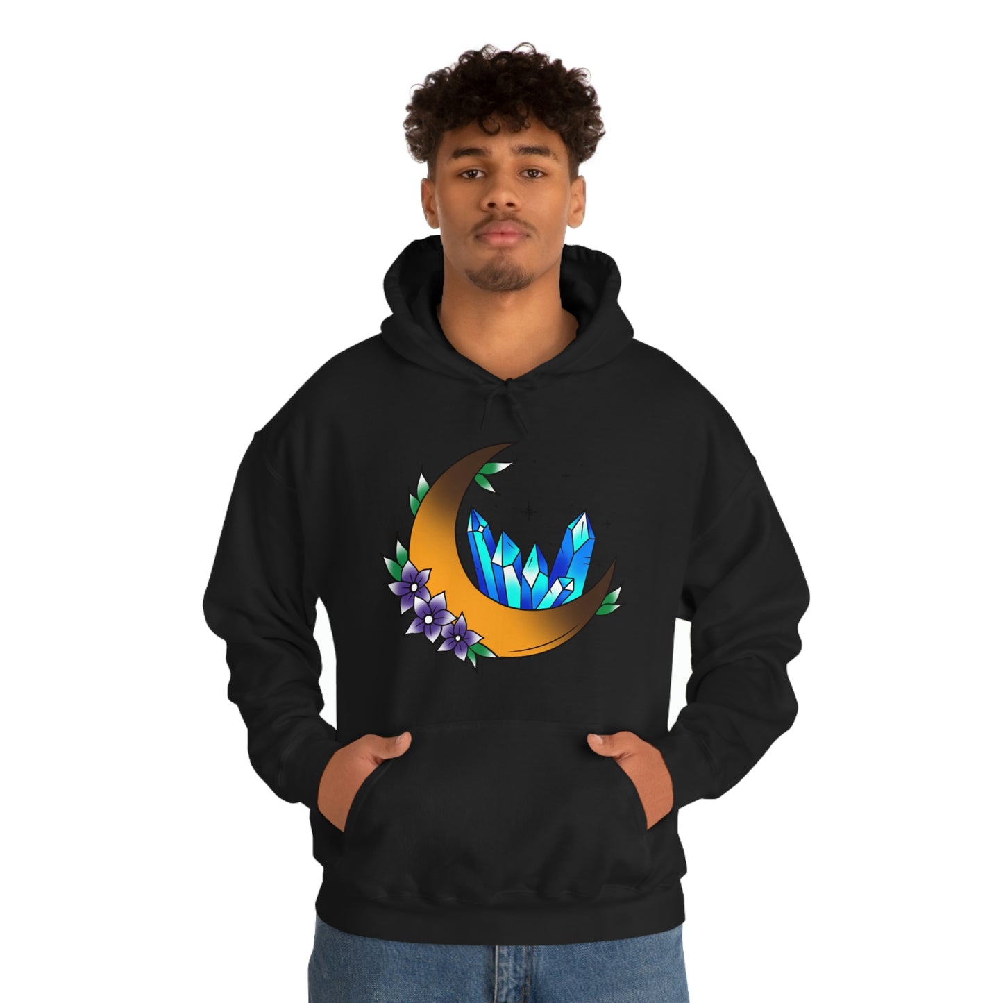 Blue Crystal Flower Unisex Heavy Blend™ Hooded Sweatshirt