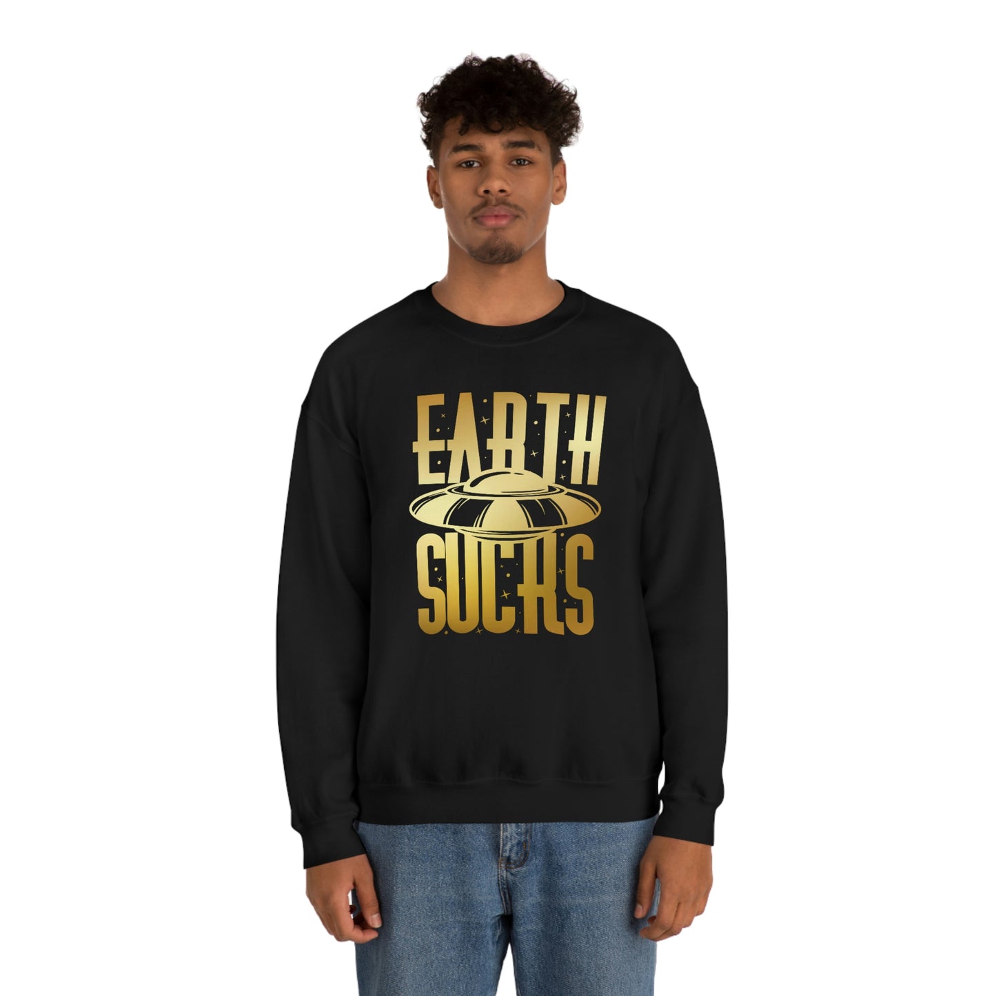 Earth Sucks Gold Font unisex heavy blend crewneck sweatshirt