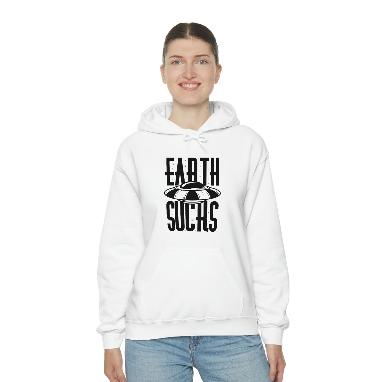 Earth Sucks Black Font Unisex Heavy Blend™ Hooded Sweatshirt