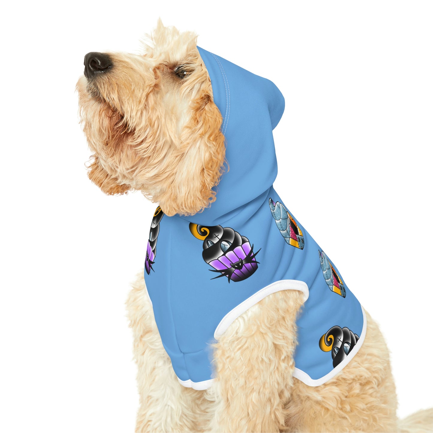 Jack and Sally Cupcake Lt Blue Dog Hoodie