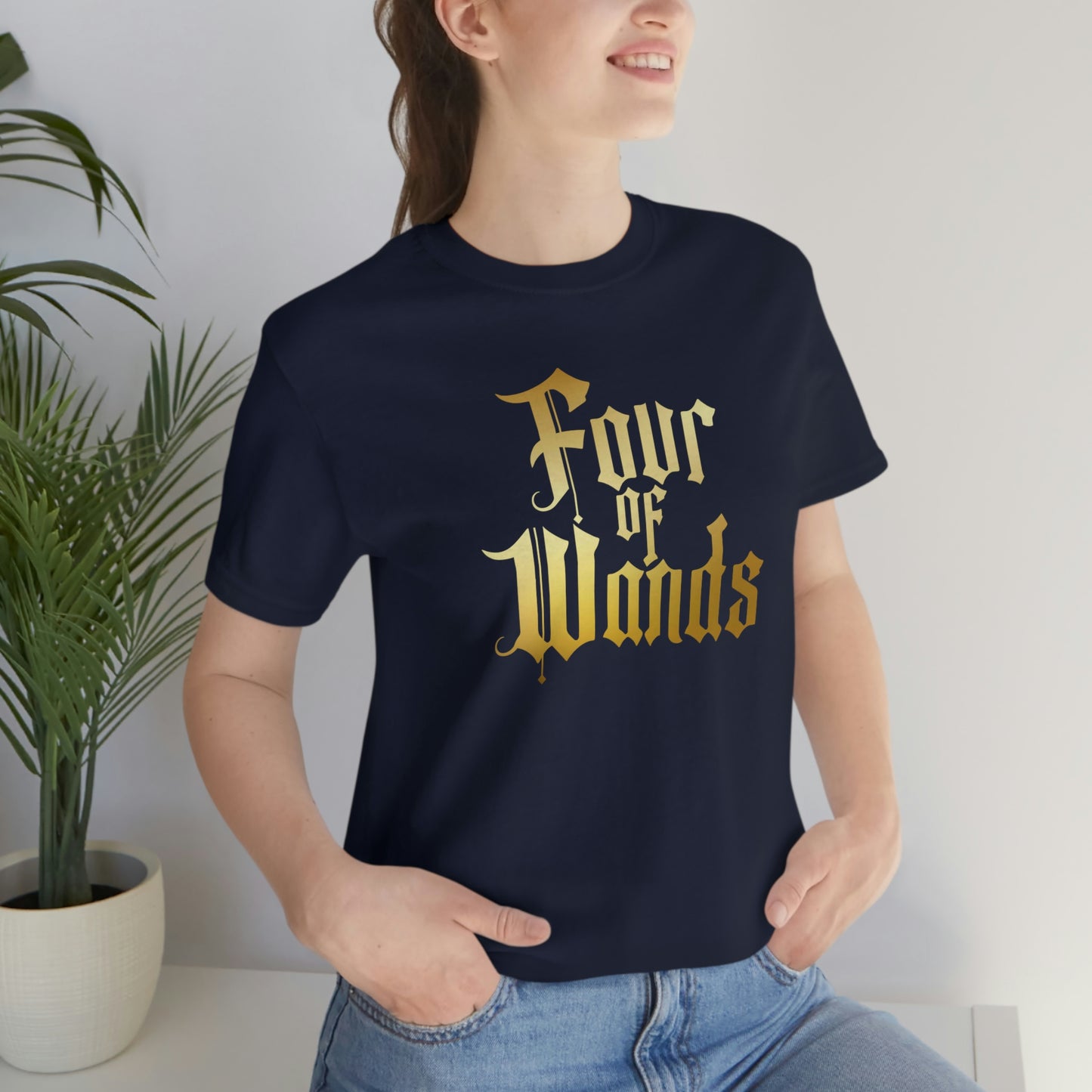 Four of Wands Gold Logo Unisex Jersey Short Sleeve Tee