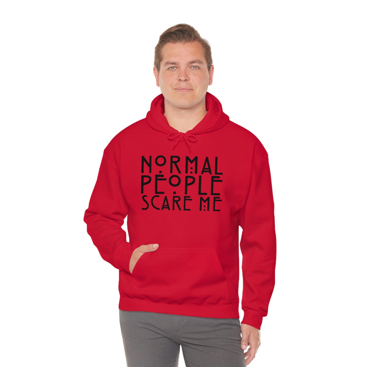 Normal People Scare Me Black Font Unisex Heavy Blend™ Hooded Sweatshirt