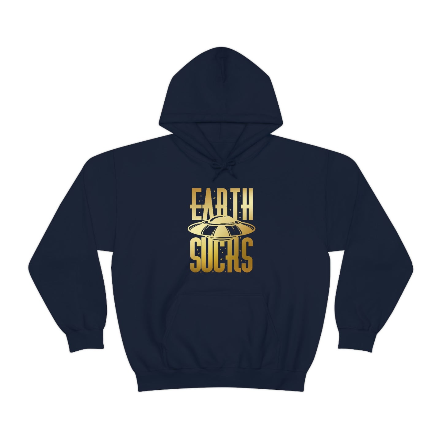 Earth Sucks Gold Font Unisex Heavy Blend™ Hooded Sweatshirt