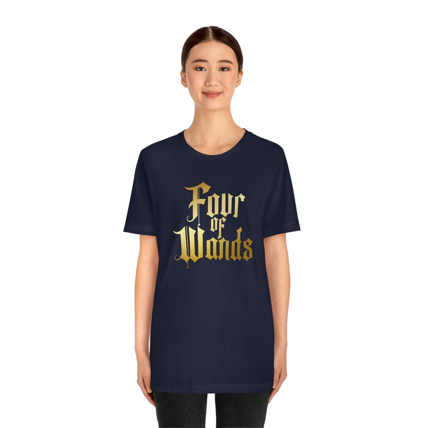 Four of Wands Gold Logo Unisex Jersey Short Sleeve Tee