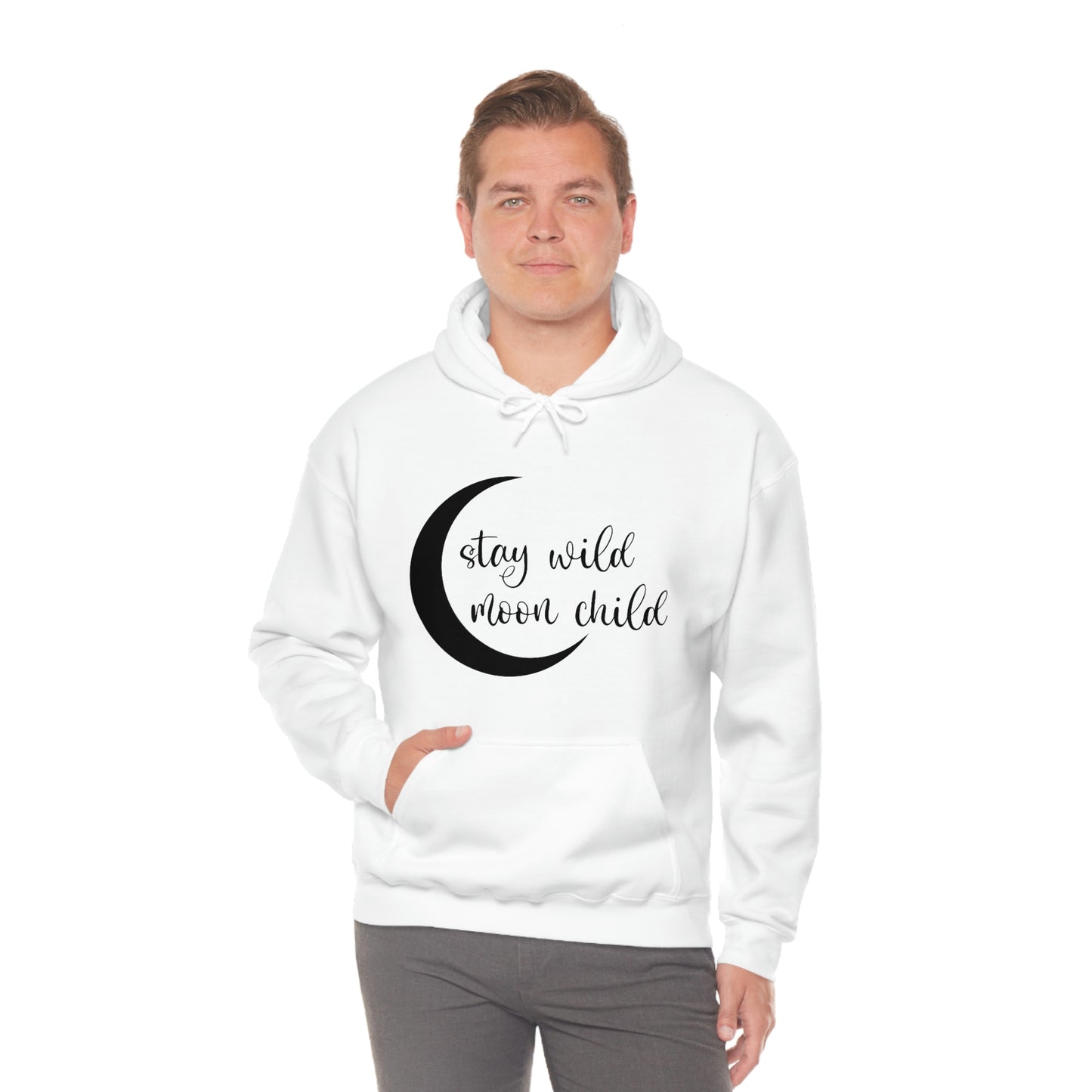 Stay Wild Moon Child Black Font Unisex Heavy Blend™ Hooded Sweatshirt