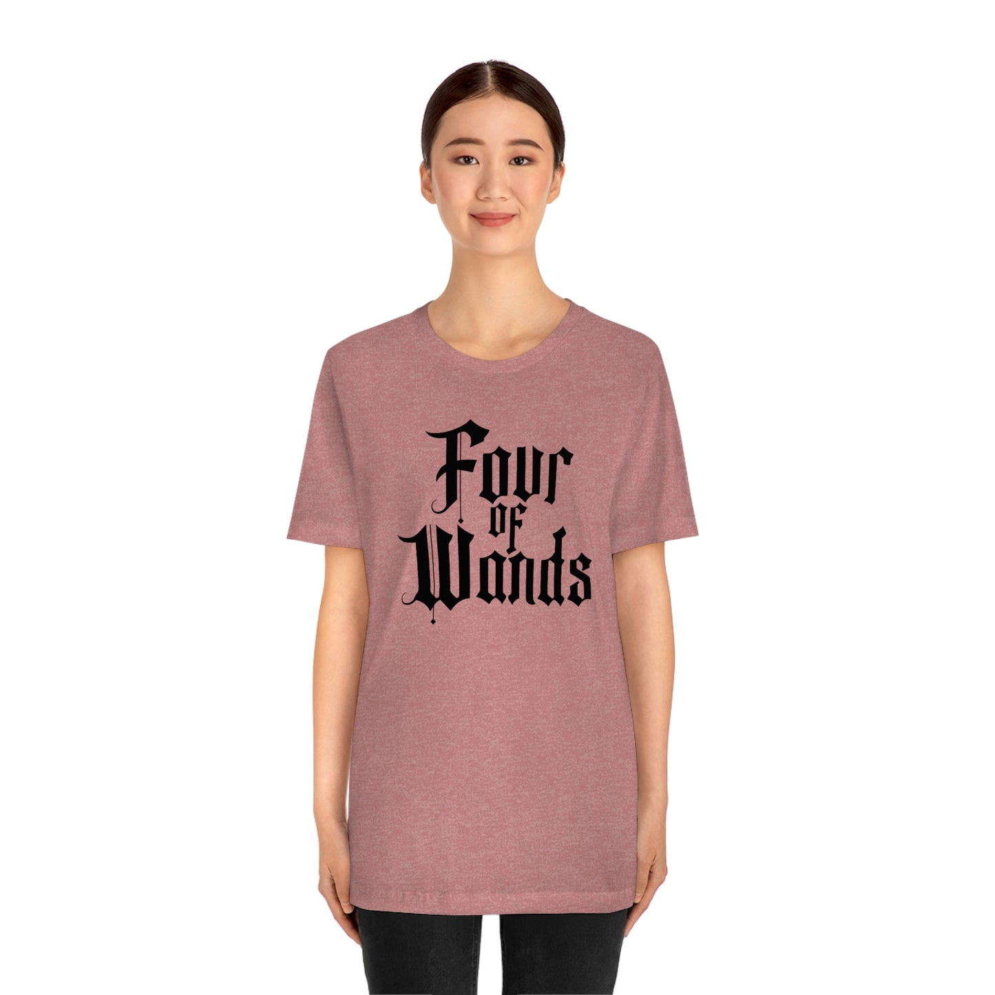 Four of Wands Black Logo Unisex Jersey Short Sleeve Tee