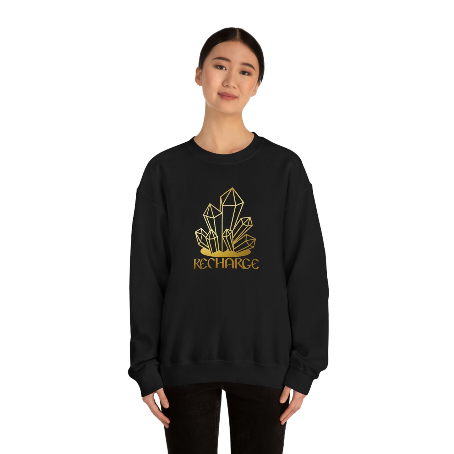 Recharge Gold Font Black unisex heavy blend crewneck sweatshirt