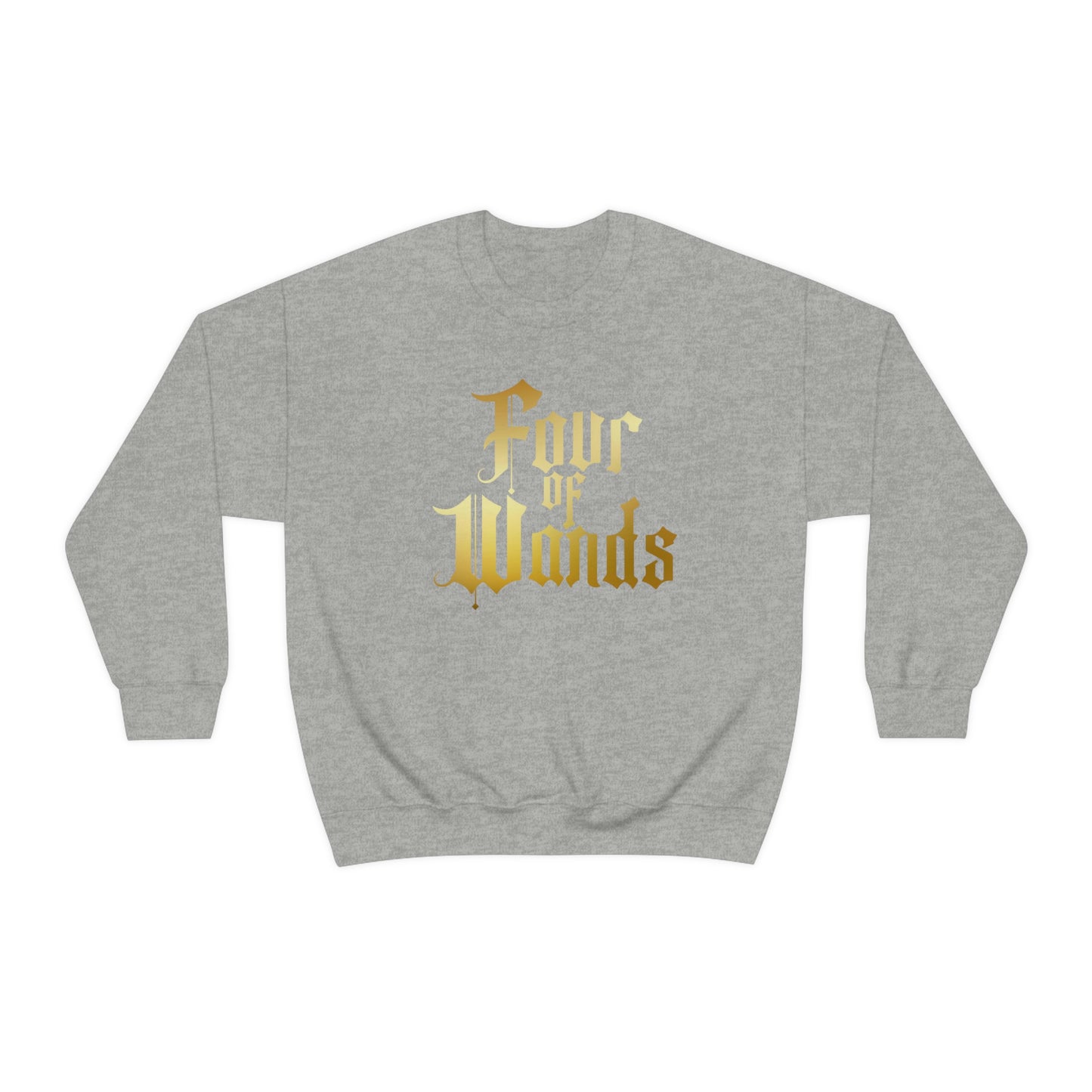 Four of Wands Logo Gold Font Black unisex heavy blend crewneck sweatshirt