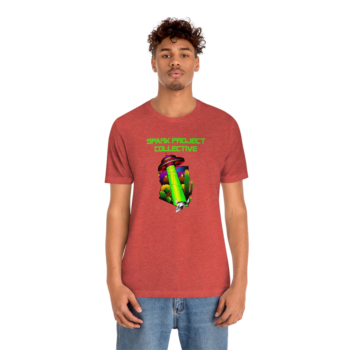 UFO Spark Green Font unisex jersey short sleeve tee