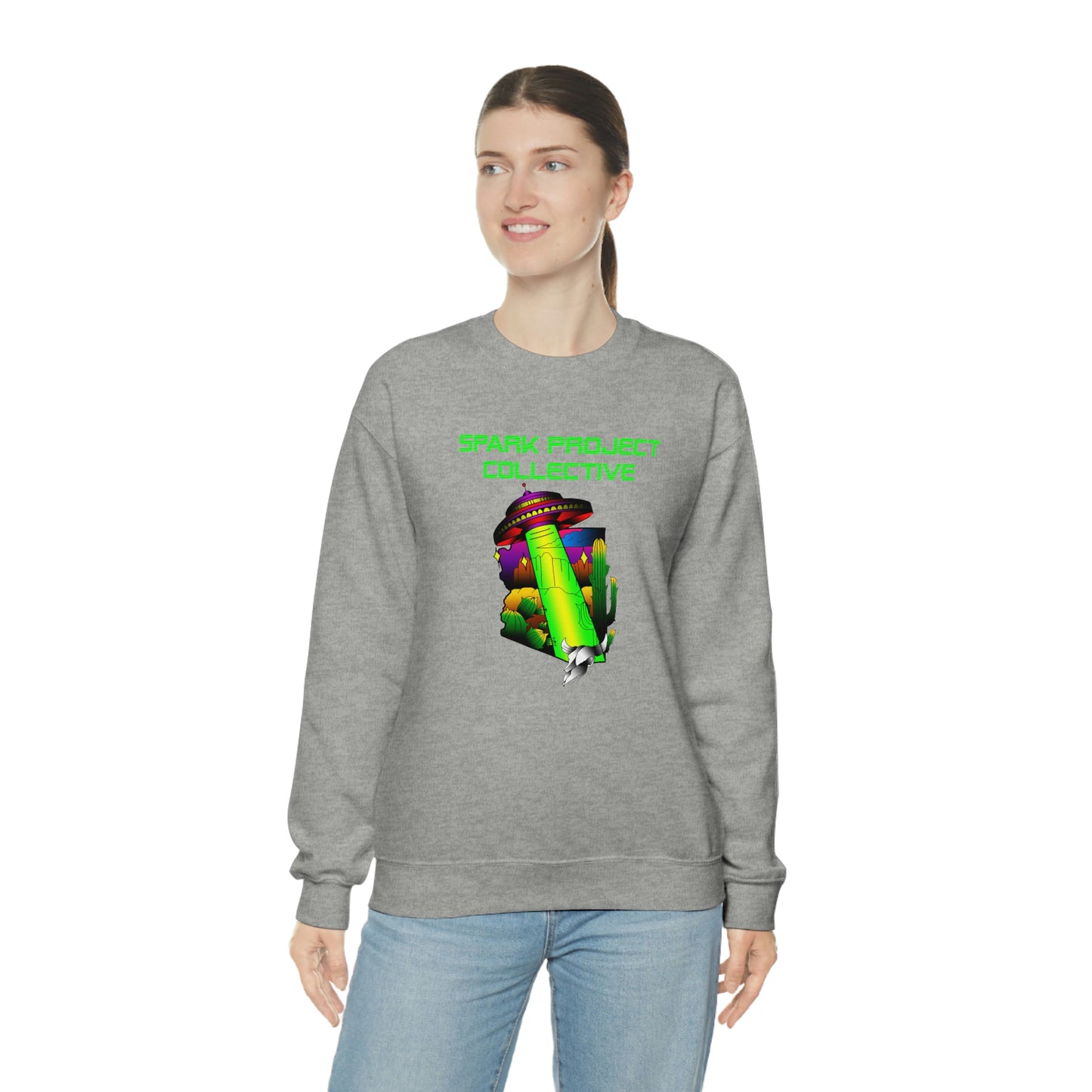 UFO Spark Green Font unisex heavy blend crewneck sweatshirt