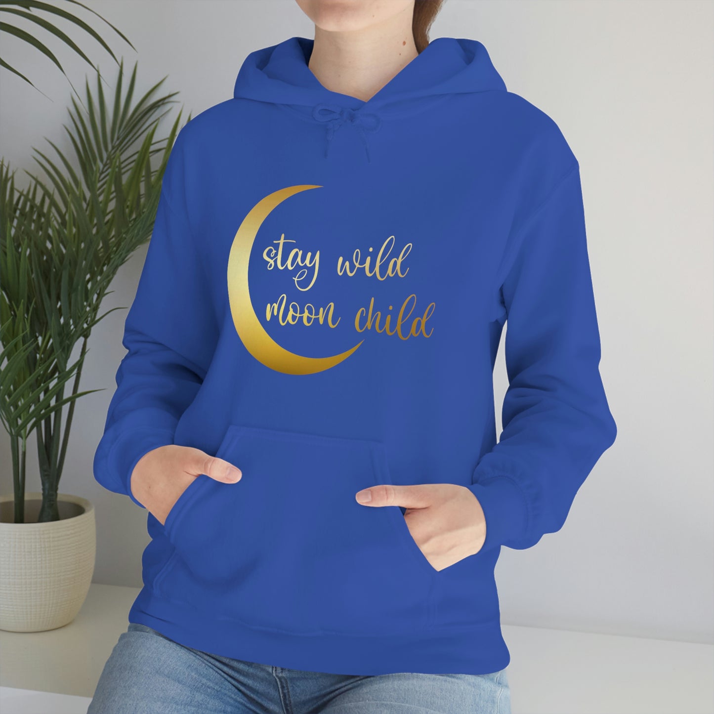 Stay Wild Moon Child Gold Font Unisex Heavy Blend™ Hooded Sweatshirt