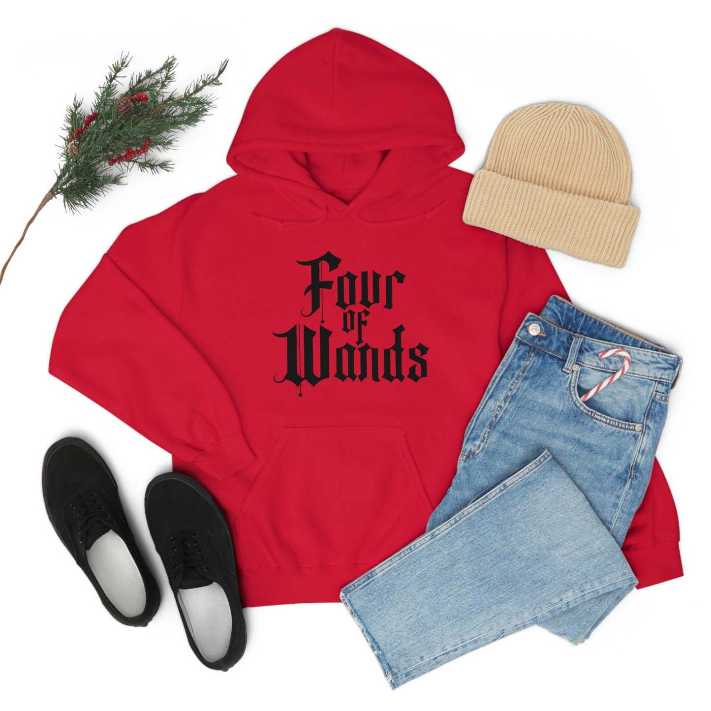 Four of Wands Black Logo Unisex Heavy Blend™ Hooded Sweatshirt