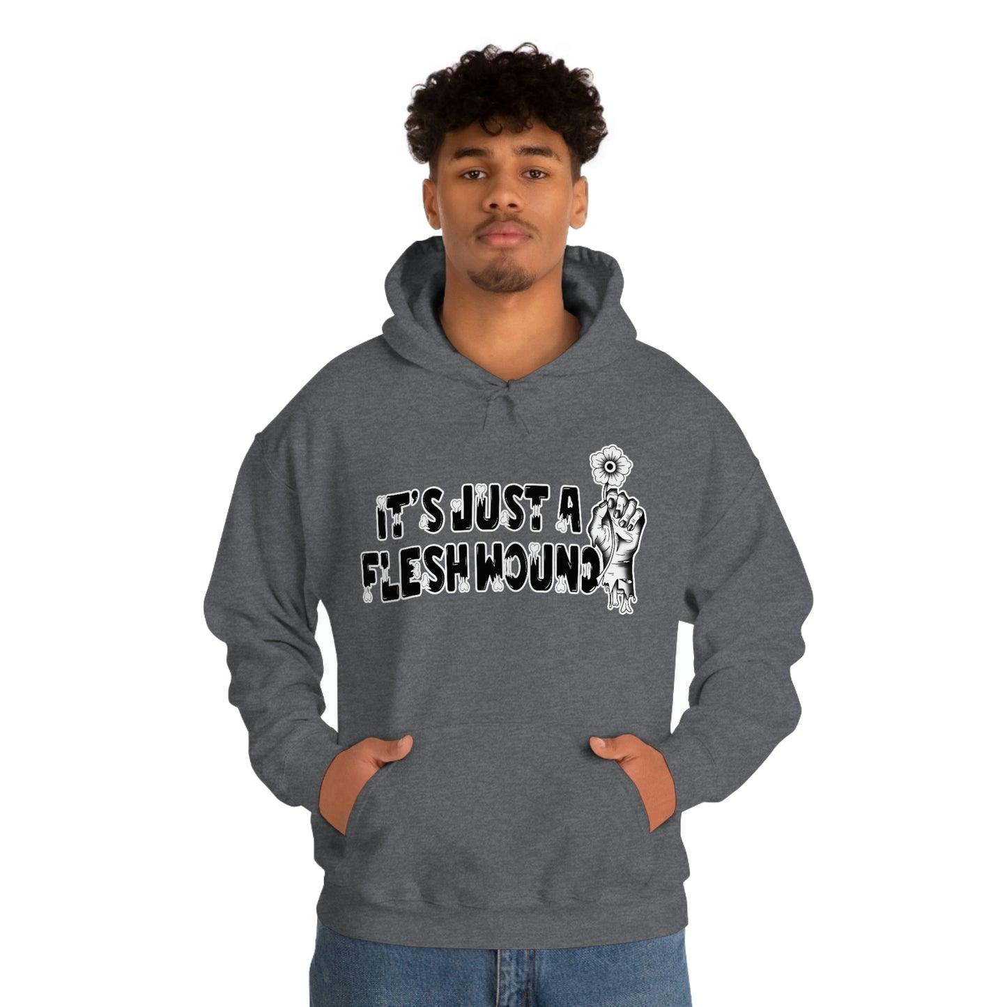 It's Just A Flesh Wound Dark Unisex Heavy Blend™ Hooded Sweatshirt