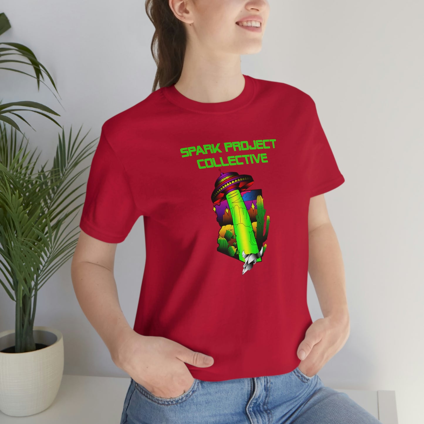 UFO Spark Green Font unisex jersey short sleeve tee