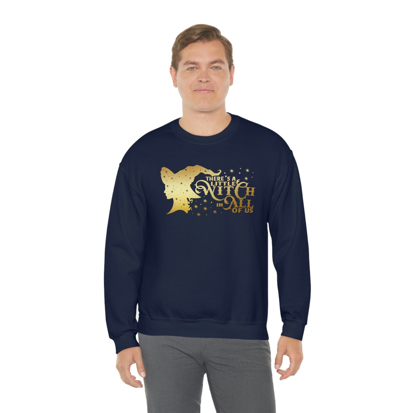 Witch In All of Us Gold Font Black unisex heavy blend crewneck sweatshirt