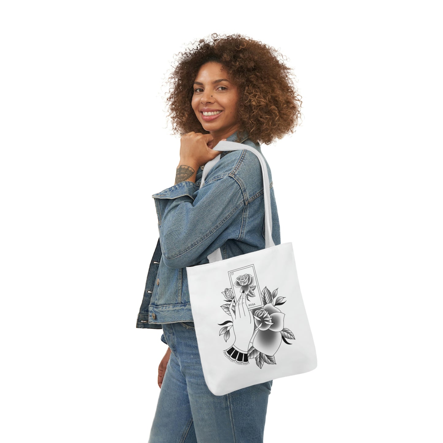 Rosa Card AOP Polyester Canvas Tote Bag