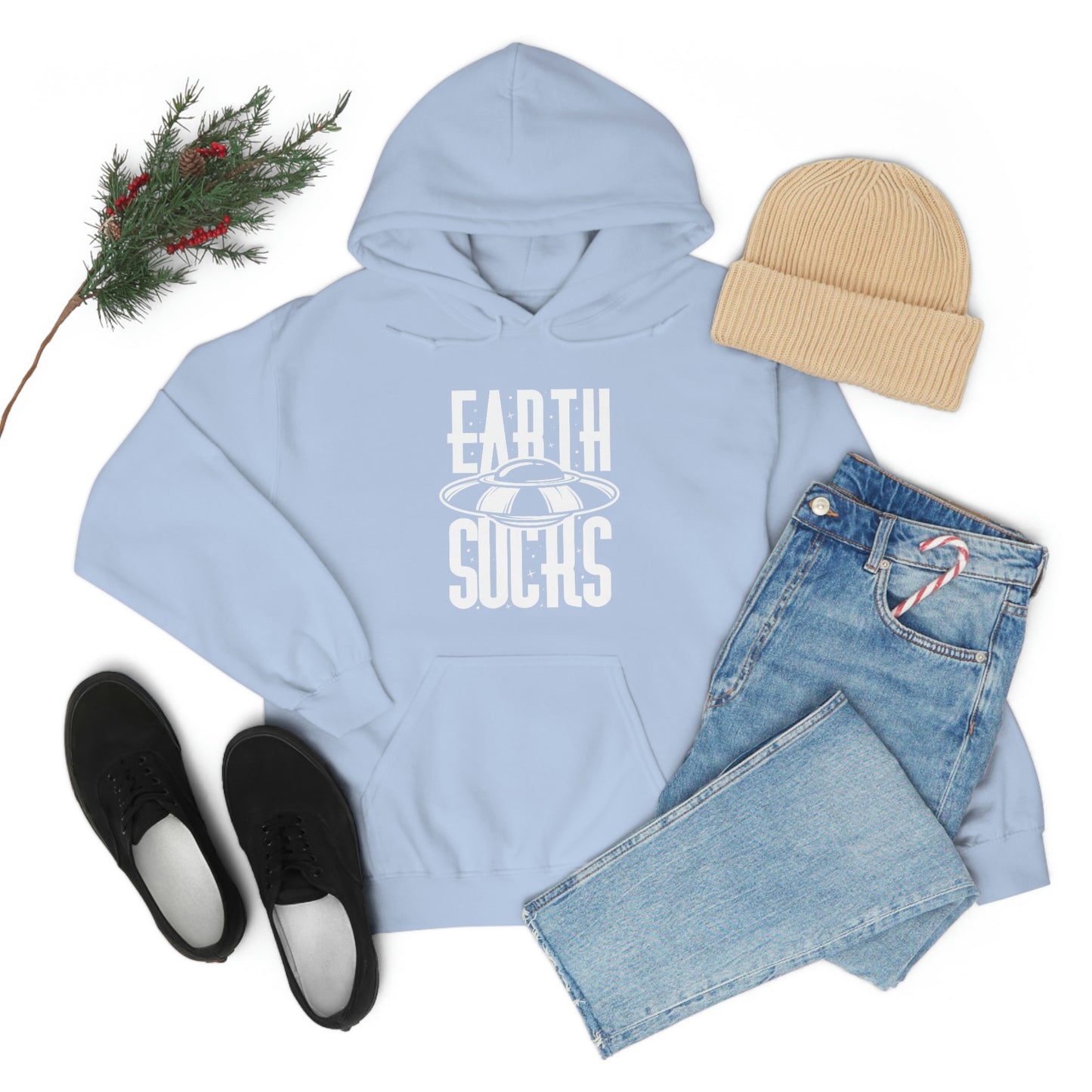 Earth Sucks White Font Unisex Heavy Blend™ Hooded Sweatshirt