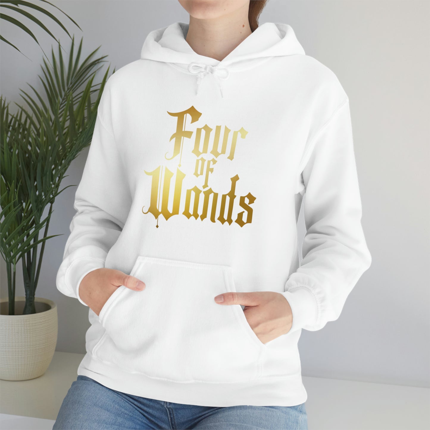 Four of Wands Gold Logo Unisex Heavy Blend™ Hooded Sweatshirt