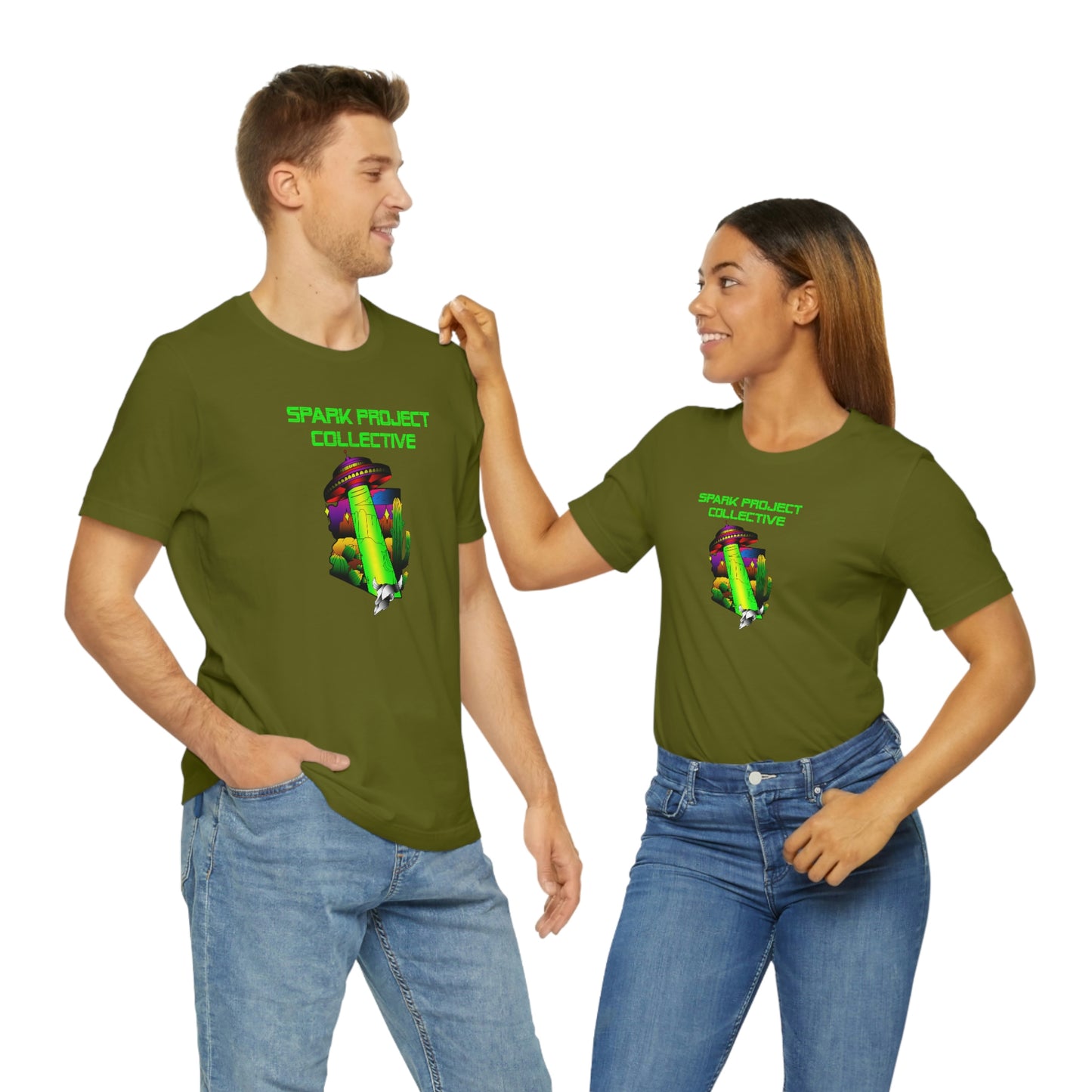 UFO Spark Green Font unisex jersey short sleeve tee