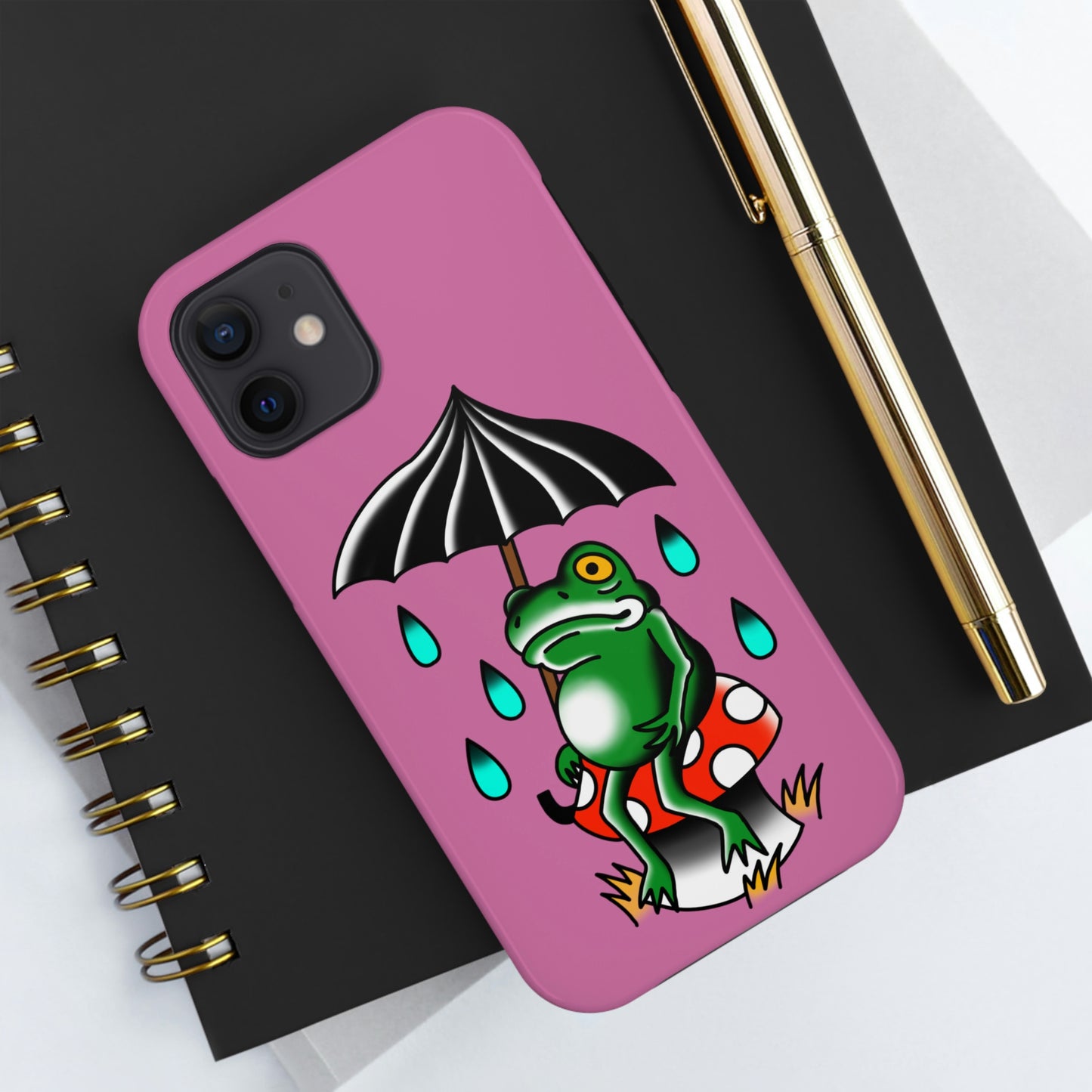 Rainy Day Frog Pink Tough Phone Cases, Case-Mate