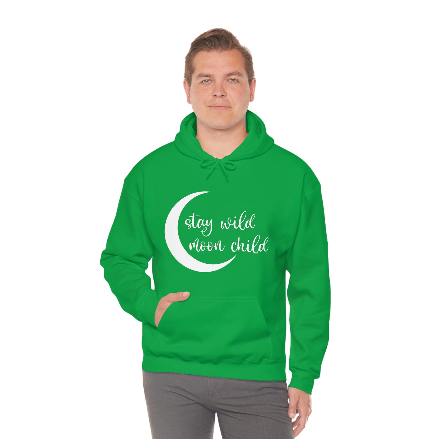 Stay Wild Moon Child White Font Unisex Heavy Blend™ Hooded Sweatshirt