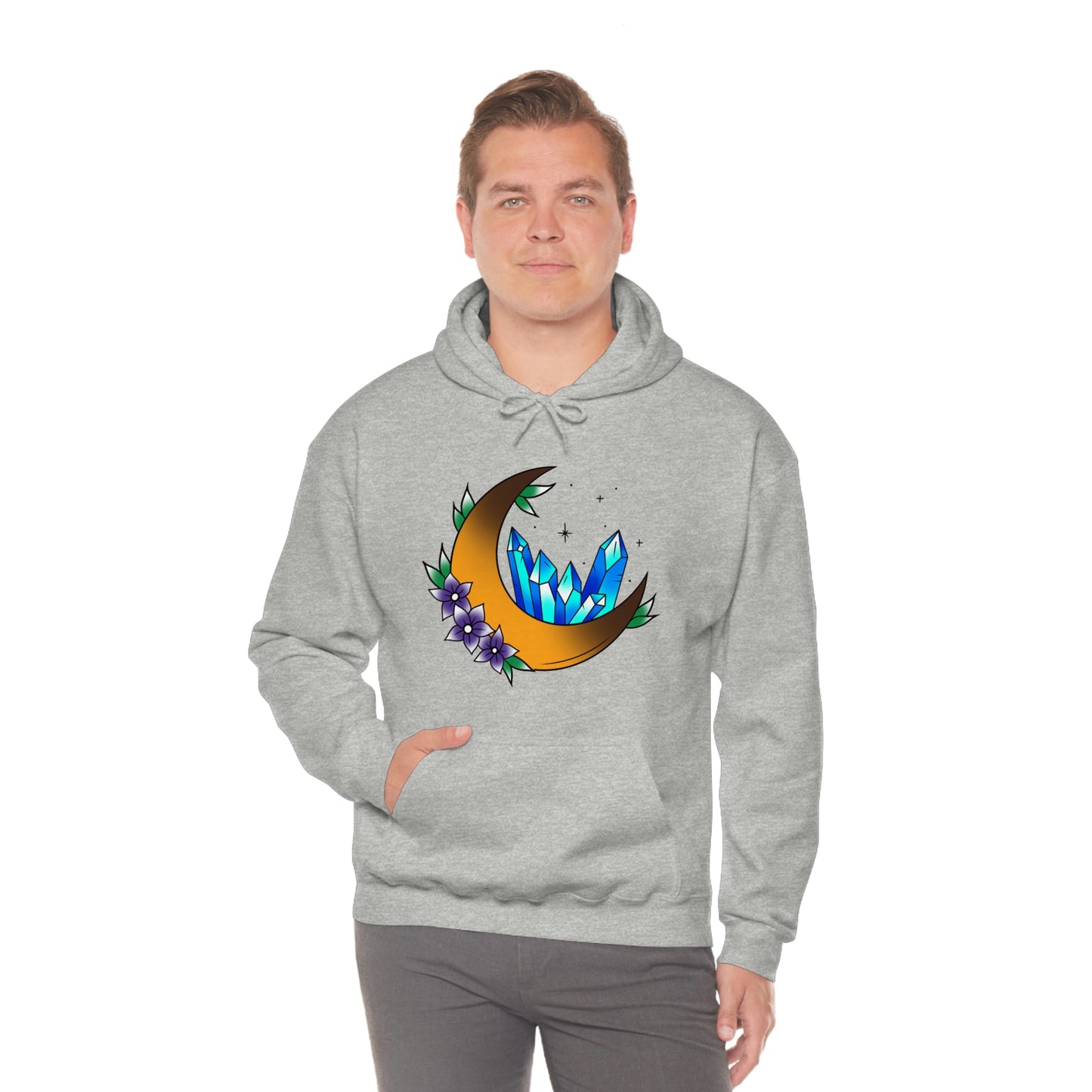 Blue Crystal Flower Unisex Heavy Blend™ Hooded Sweatshirt