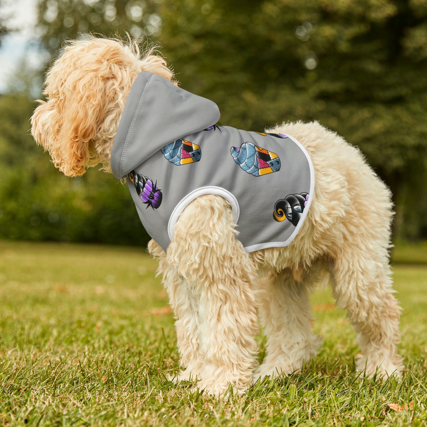 Jack and Sally Cupcake Grey Dog Hoodie