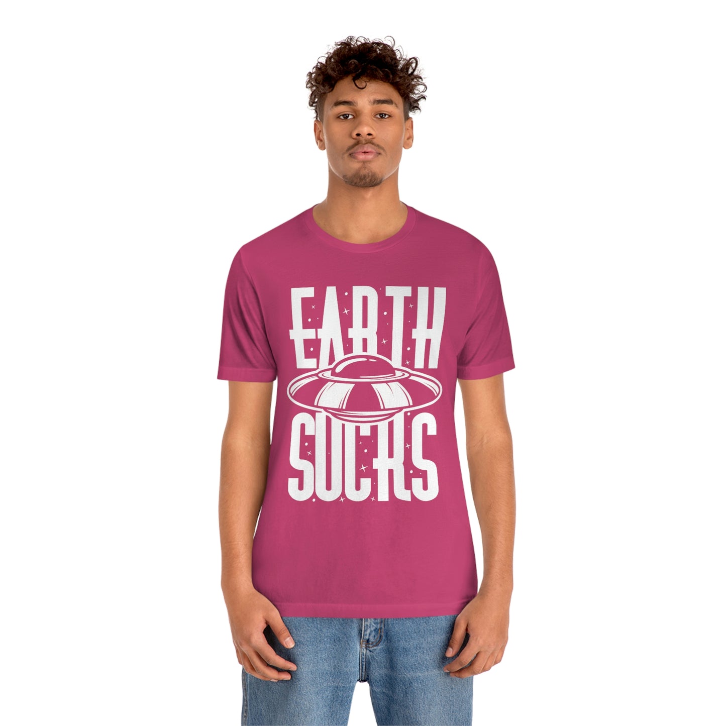 Earth Sucks White Font Unisex Jersey Short Sleeve Tee