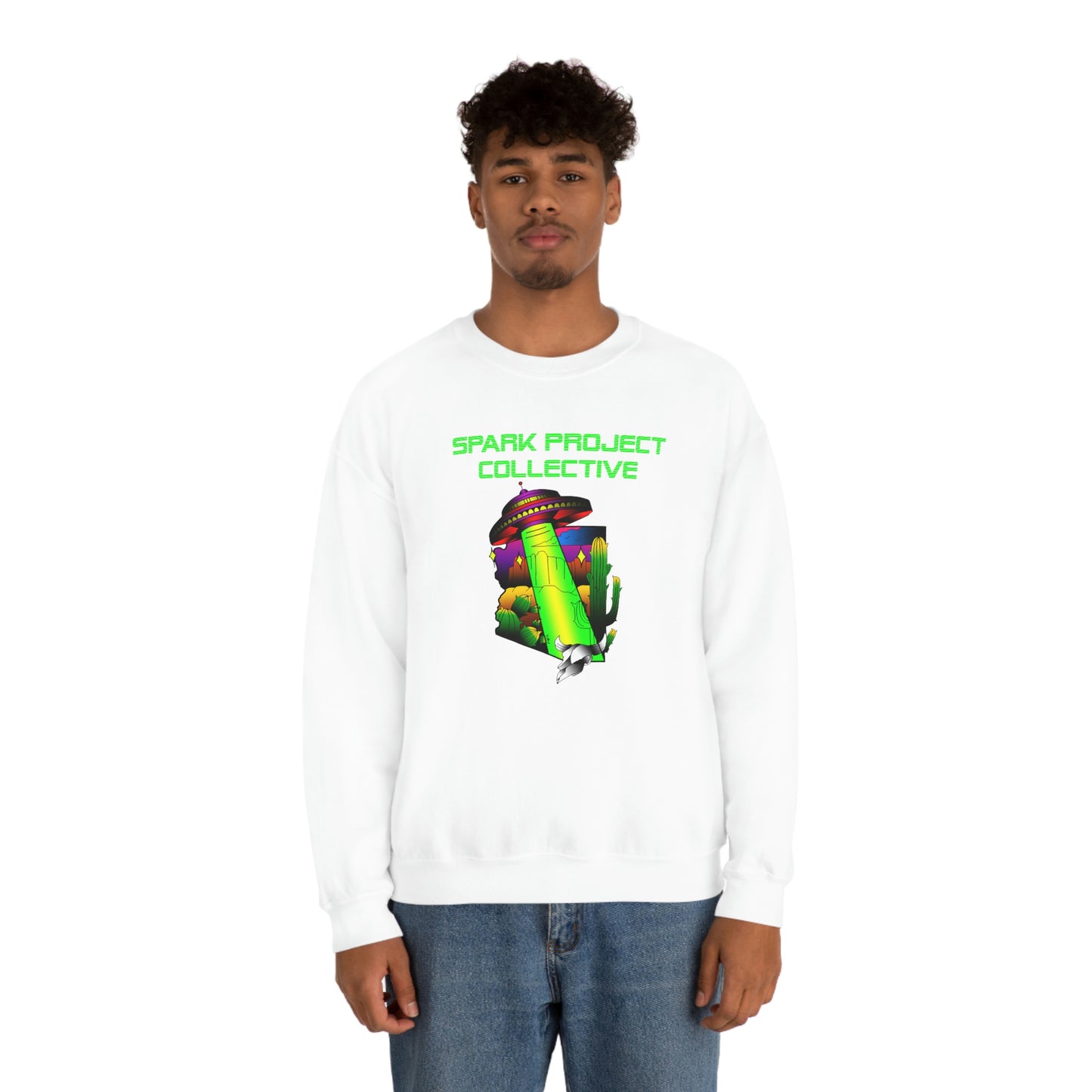 UFO Spark Green Font unisex heavy blend crewneck sweatshirt