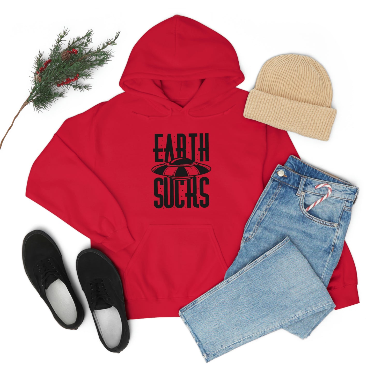 Earth Sucks Black Font Unisex Heavy Blend™ Hooded Sweatshirt