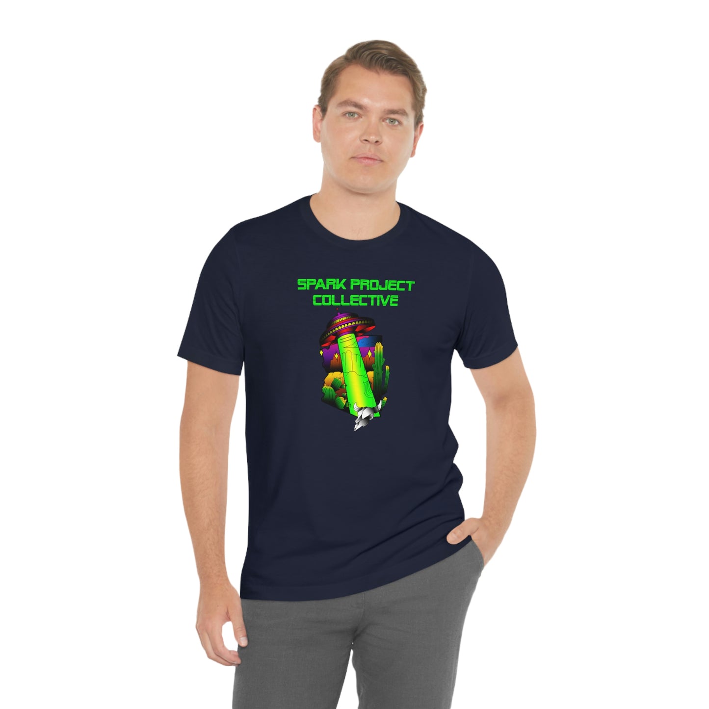 UFO Spark Green Font unisex jersey short sleeve tee