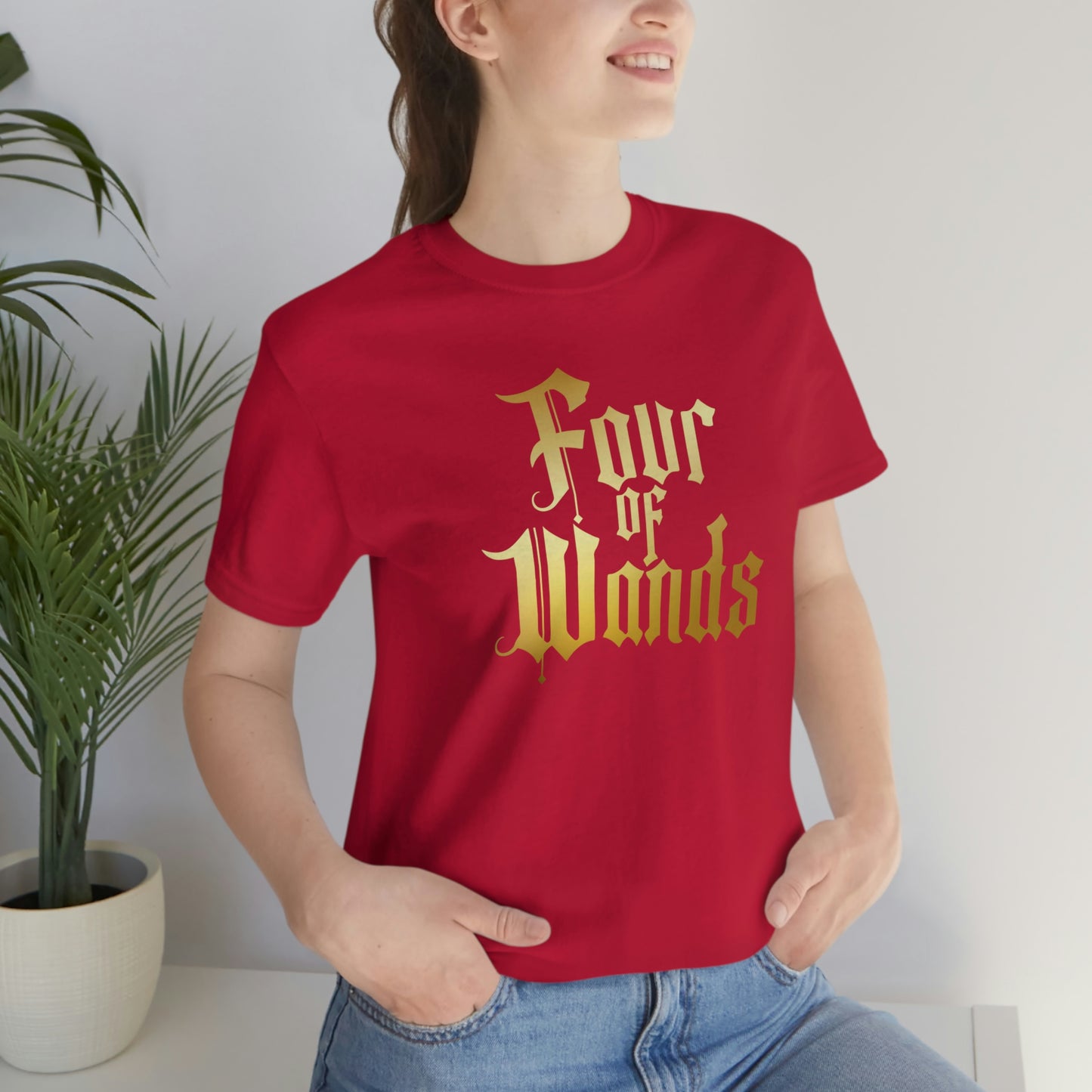 Four of Wands Gold Logo Unisex Jersey Short Sleeve Tee