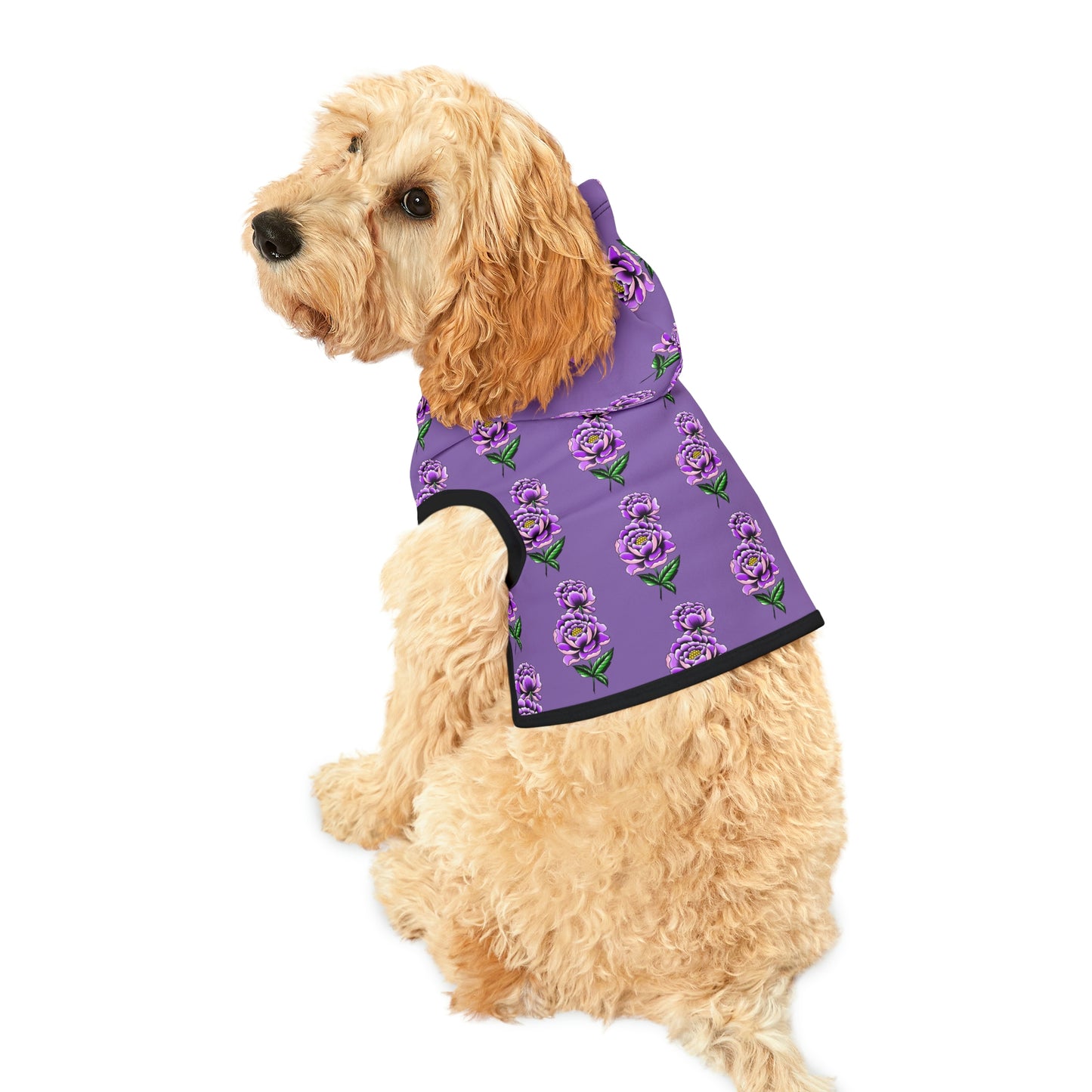 Flower Pattern Purple Dog Hoodie